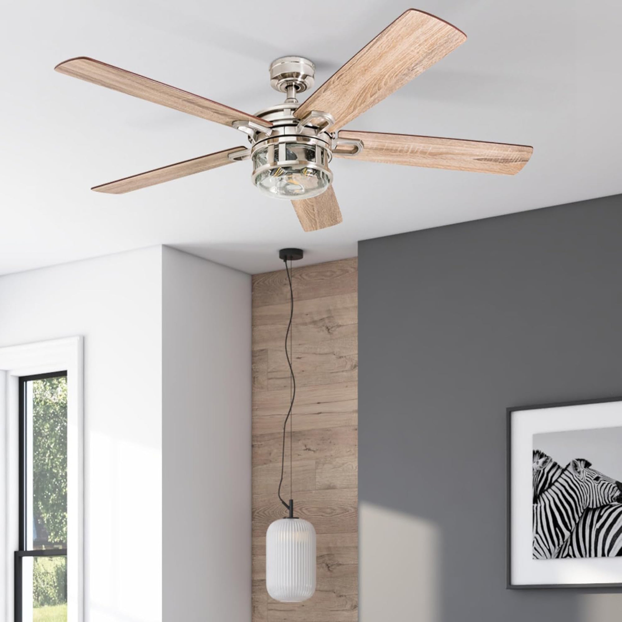 Honeywell Bonterra 52 Inch Ceiling Fan with LED Light & Remote, Brushed Nickel - VMInnovations