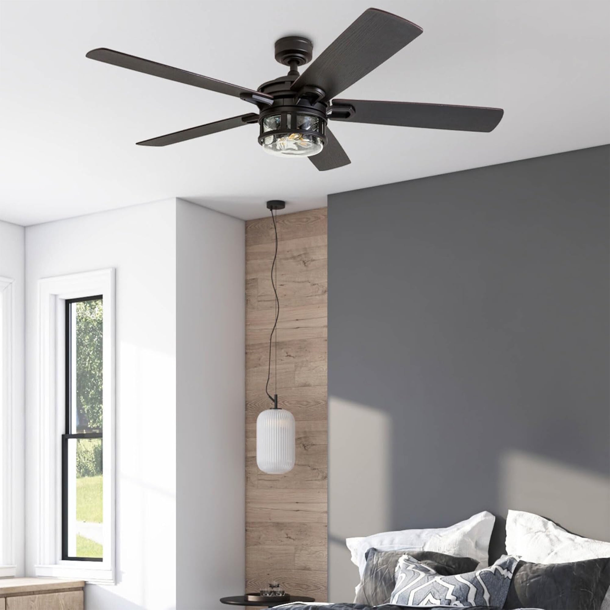 Honeywell Bonterra 52 Inch Ceiling Fan with LED Light & Remote, Matte Blk (Used)