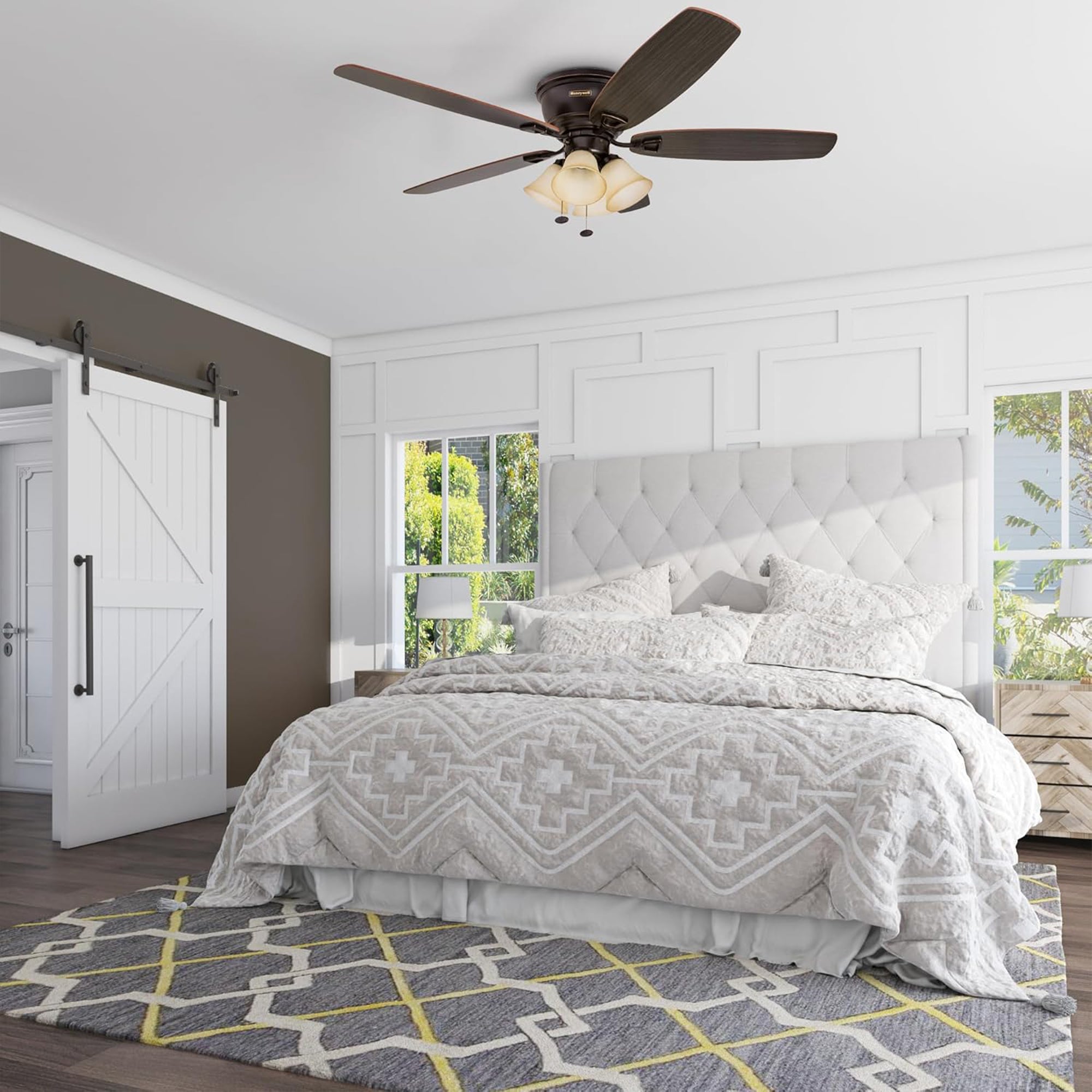 Honeywell Glen Alden 52" Indoor Ceiling Fan w/ Arm Light Kit, (Open Box)