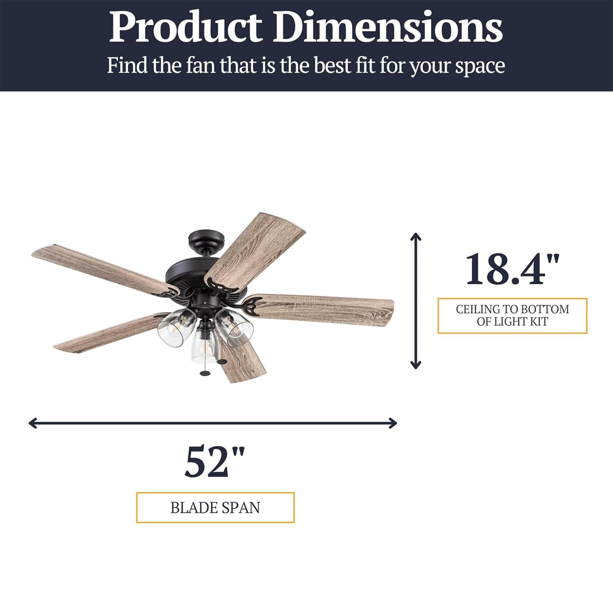 Prominence Home Saybrook 52 Inch Farmhouse LED Ceiling Fan with Light,(Open Box)