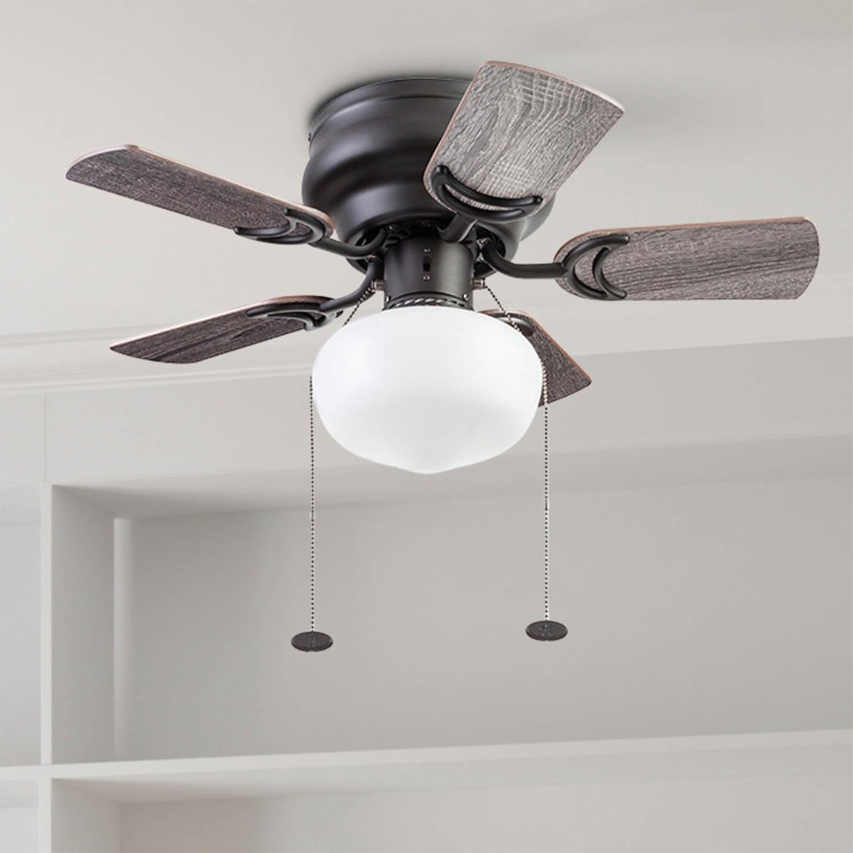 Prominence Home Hero 28in Flush Mount LED Ceiling Fan w/Light, Bronze (Open Box)