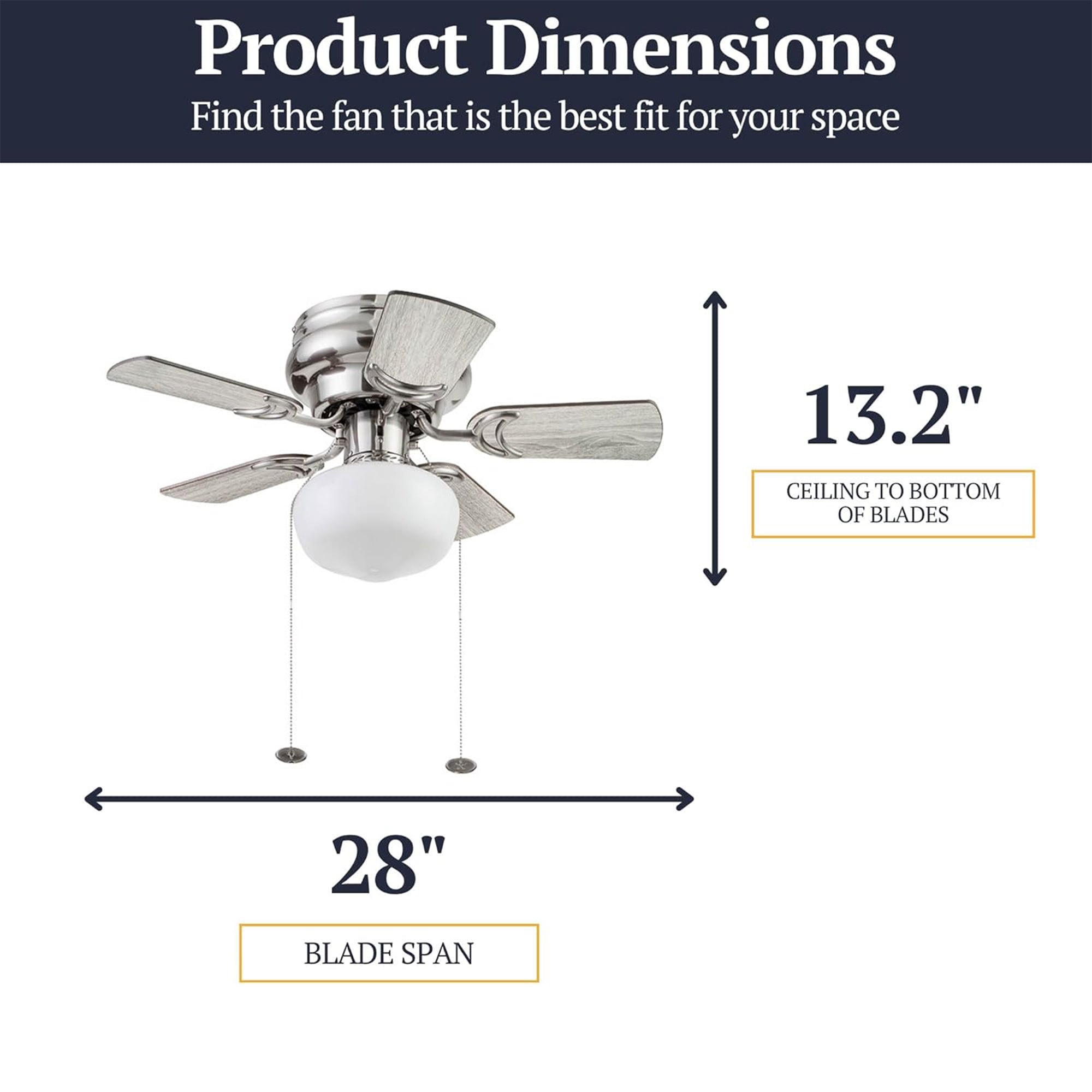 Prominence Home Hero 28 In Flush Mount LED Ceiling Fan Brushed Nickel (Open Box)