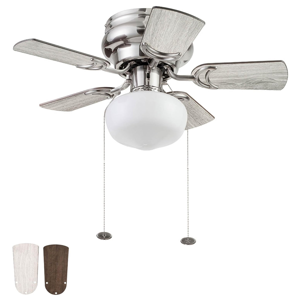 Prominence Home Hero 28 In Flush Mount LED Ceiling Fan Brushed Nickel (Open Box)