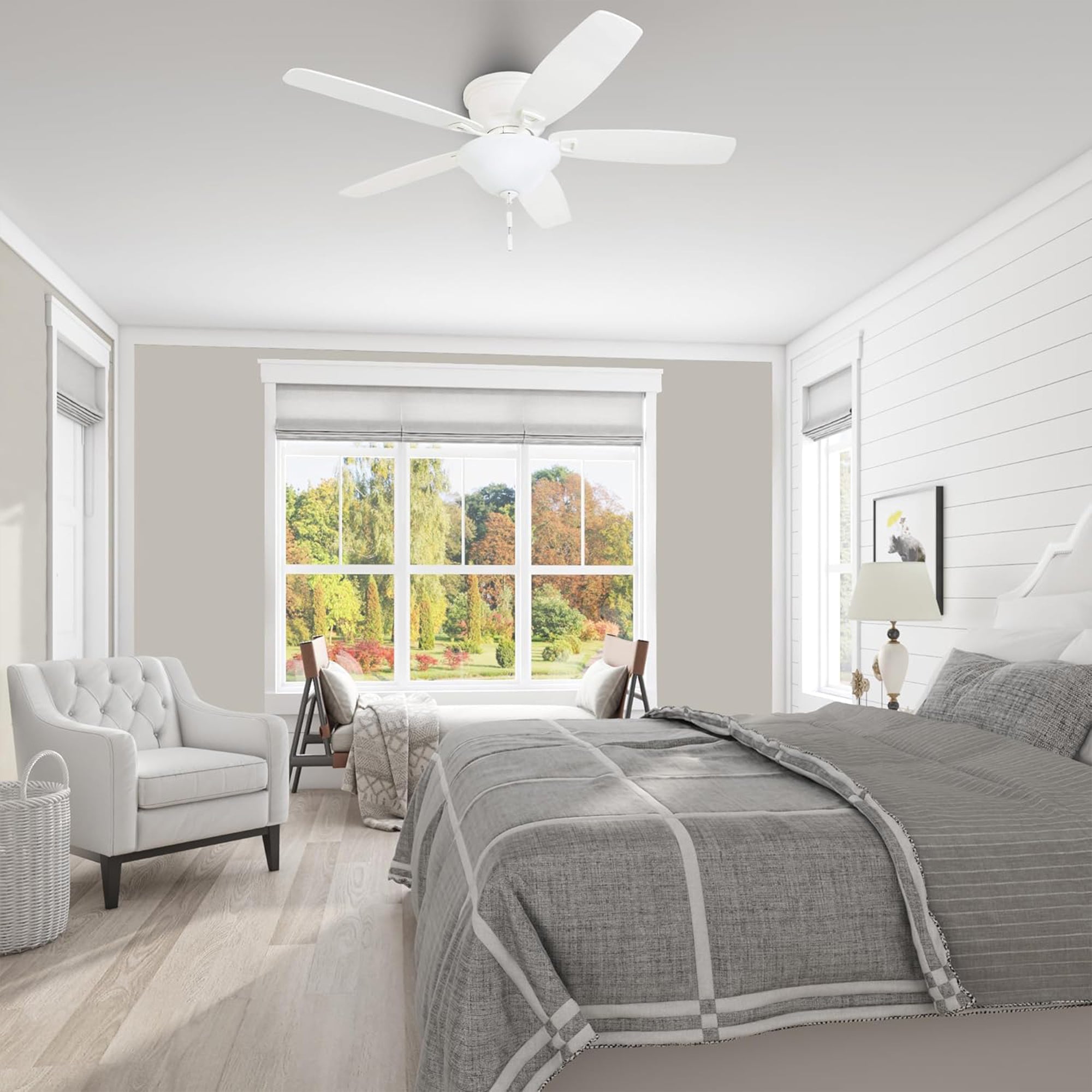 Honeywell Glen Alden 52" Indoor Ceiling Fan with Bowl Light, Pull Chain, White - VMInnovations