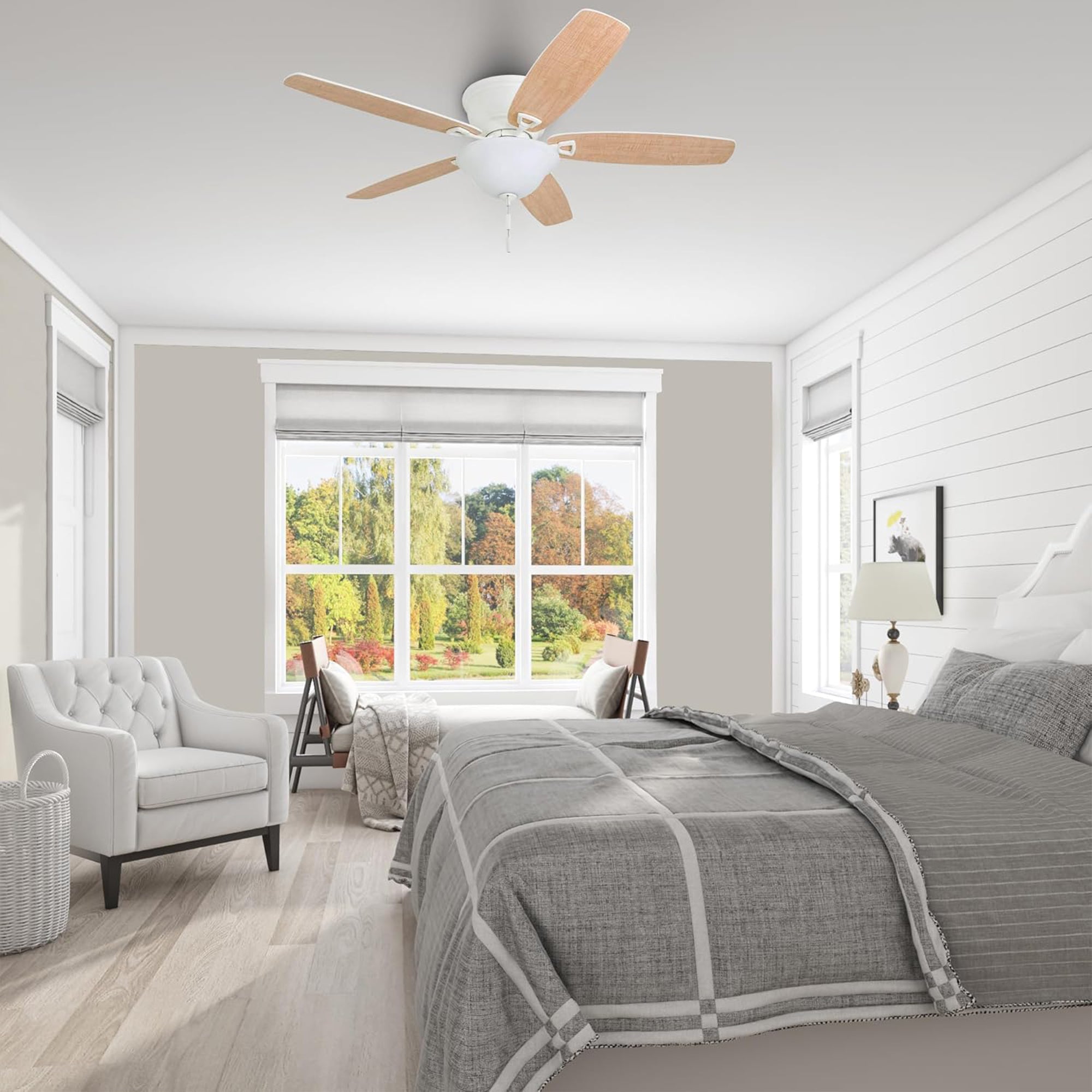 Honeywell Glen Alden 52" Indoor Ceiling Fan with Bowl Light, Pull Chain, White - VMInnovations