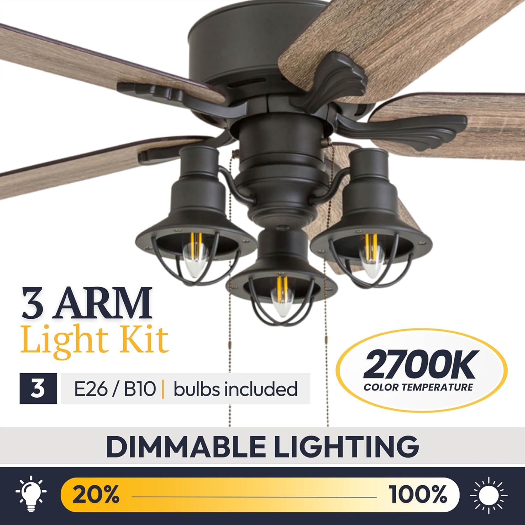 Prominence Home Sivan Farmhouse LED Ceiling Fan, Light & Remote, 52" (Open Box) - VMInnovations