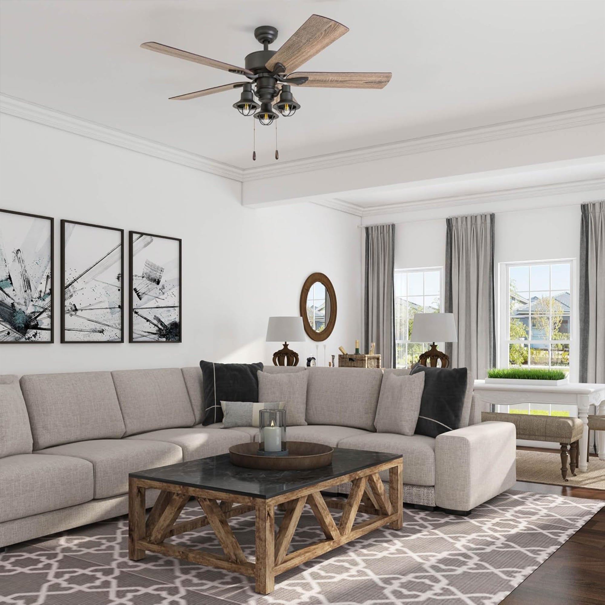 Prominence Home Sivan Farmhouse LED Ceiling Fan, Light & Remote, 52" (Open Box) - VMInnovations