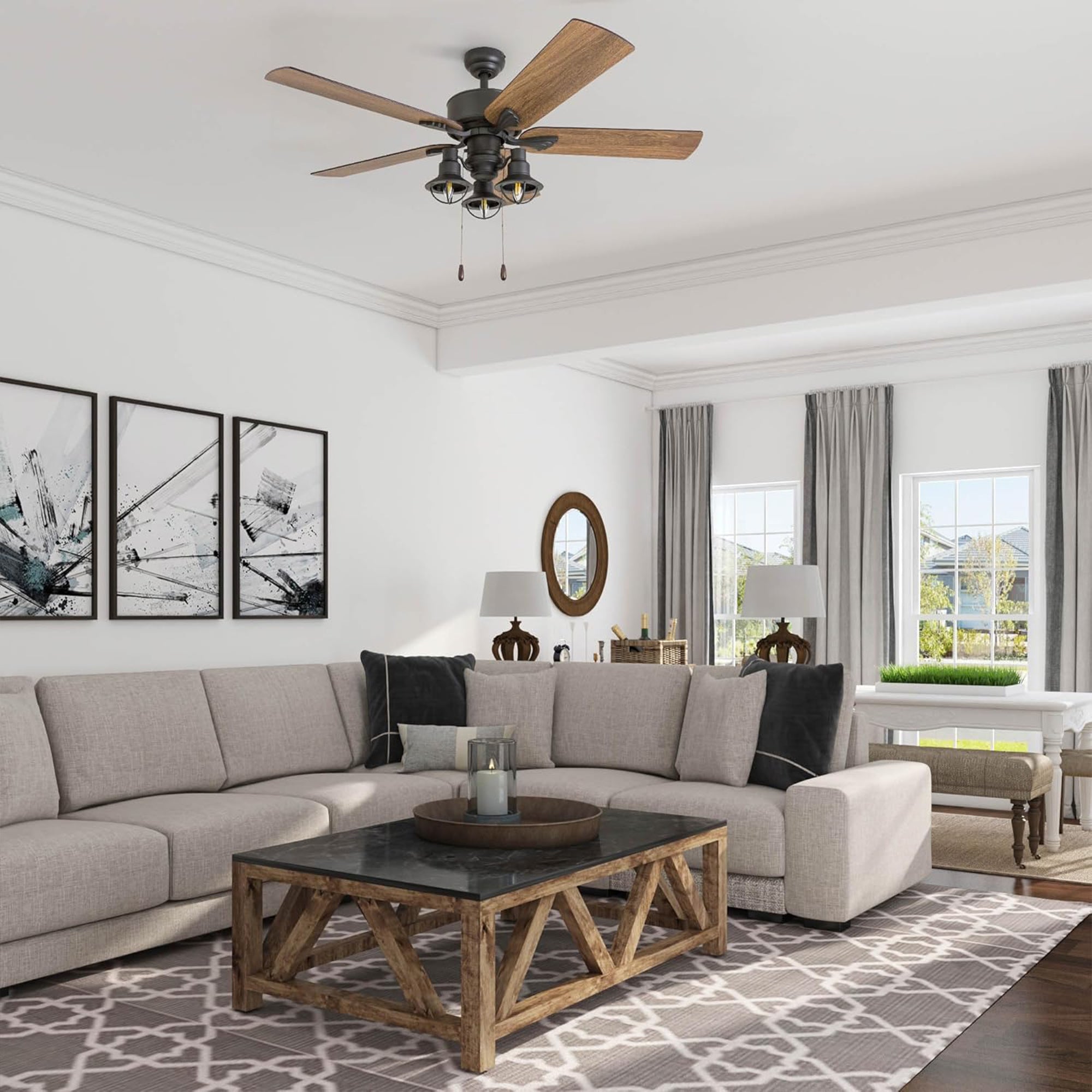 Prominence Home Sivan Farmhouse LED Ceiling Fan, Light & Remote, 52" (Open Box) - VMInnovations