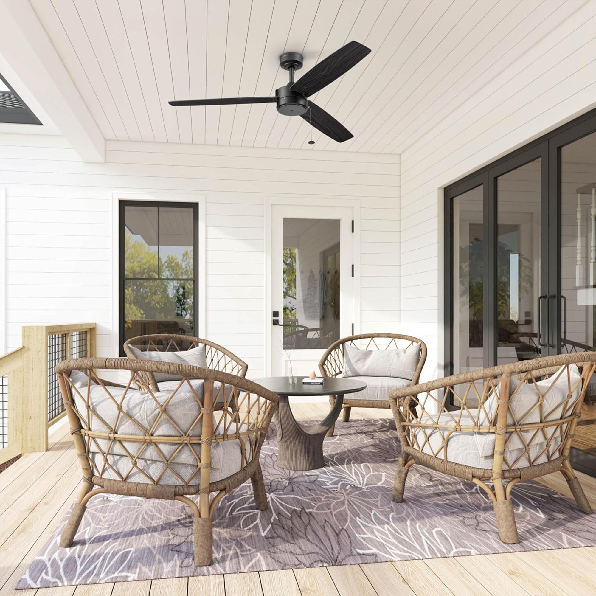 Prominence Home Journal 52" Ceiling Fan, No Light, Pull Chain Control, Black - VMInnovations