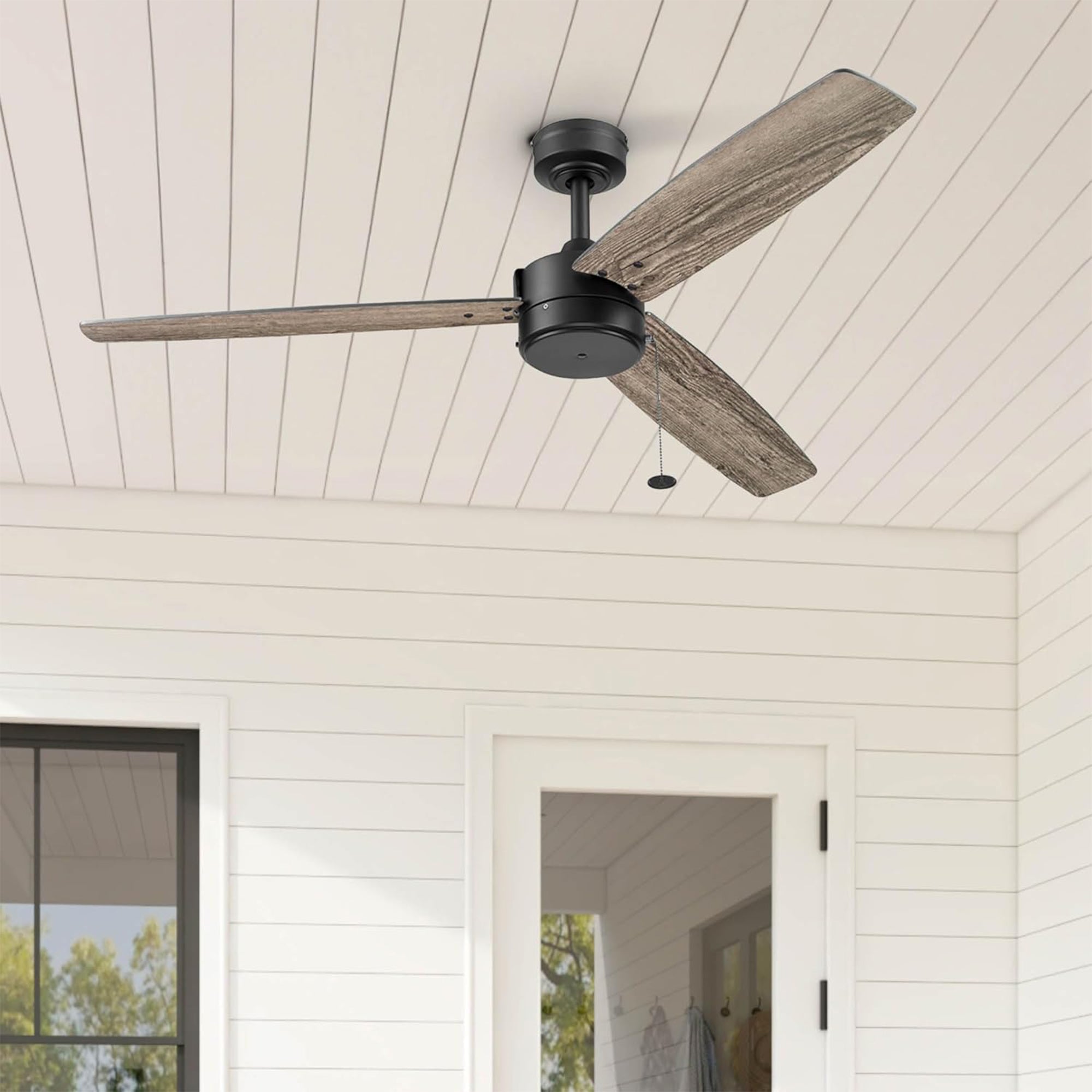 Prominence Home Journal 52" Ceiling Fan, No Light, Pull Chain Control, Black - VMInnovations
