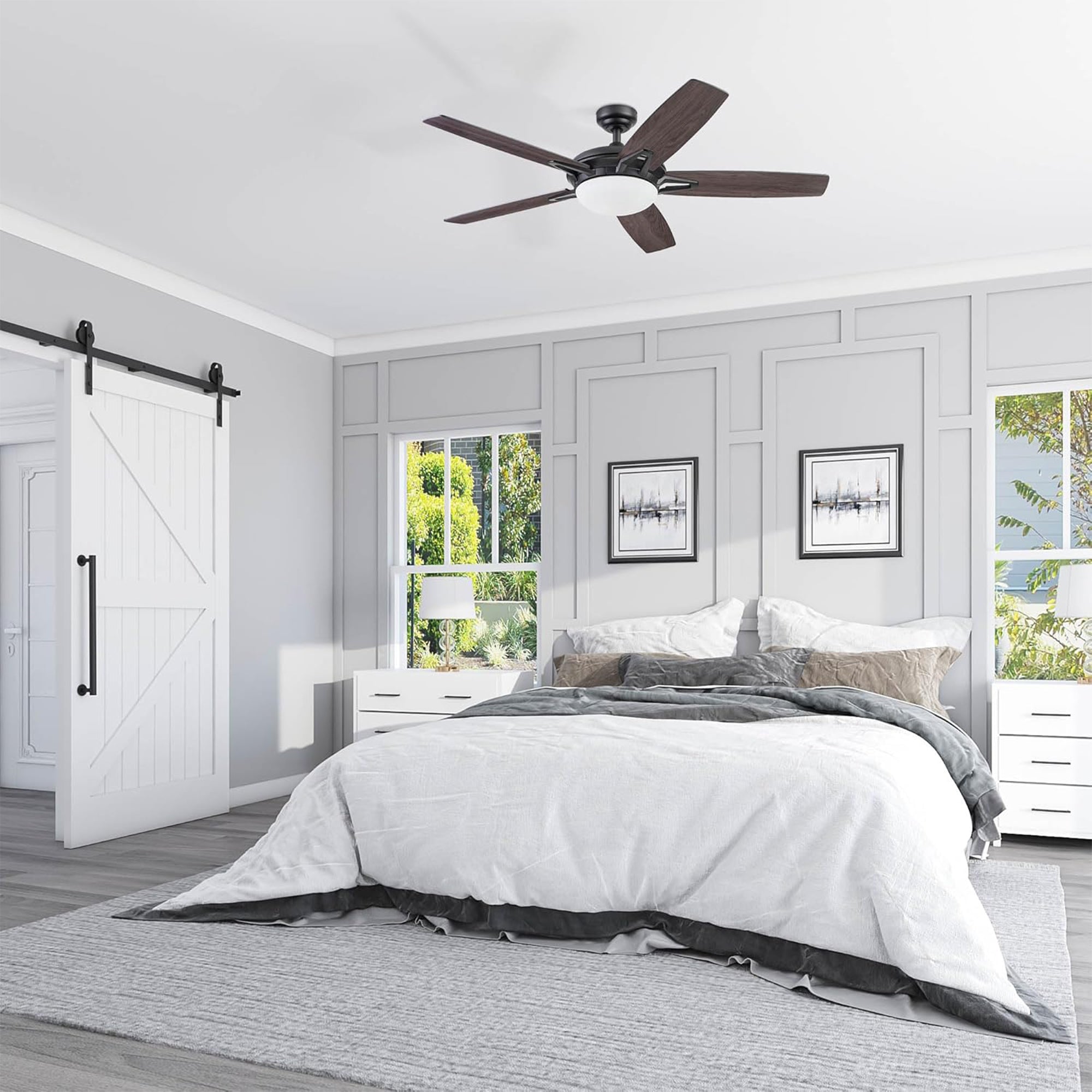 Prominence Home Clancy 52 Inch Indoor LED Ceiling Fan with Remote, Matte Black - VMInnovations