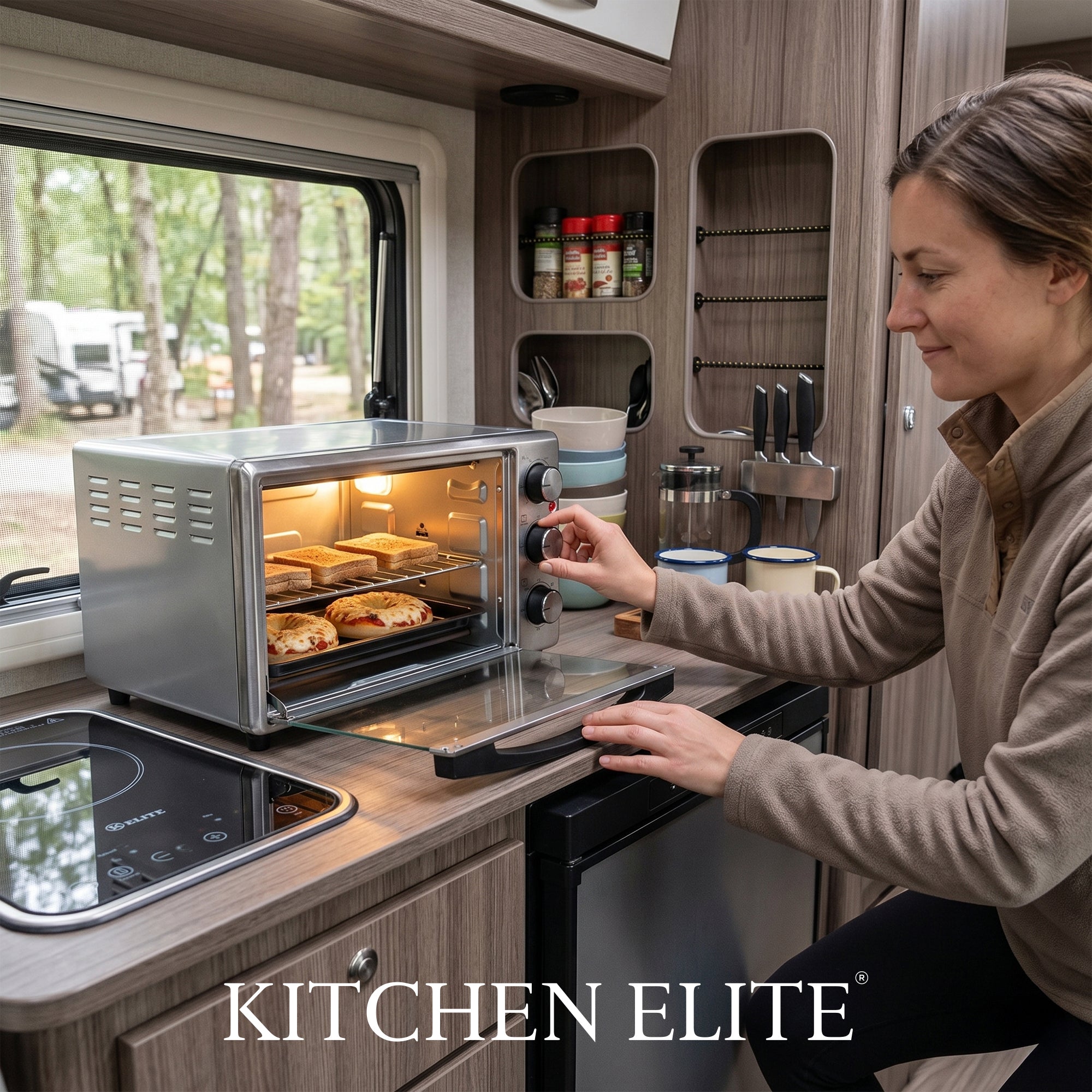 Kitchen Elite 4-Slice Countertop Toaster Oven Stainless Steel Tray (Open Box)