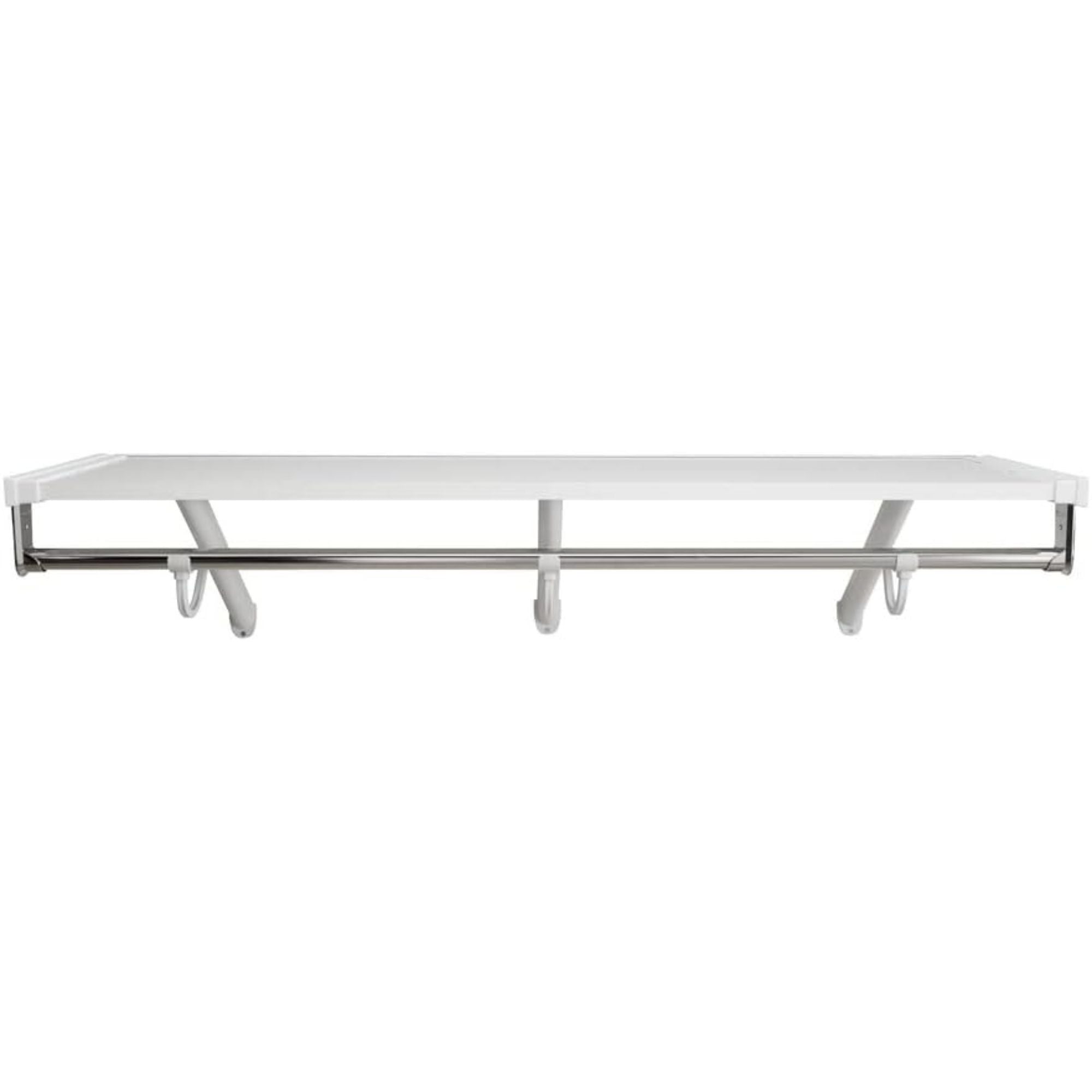 Rubbermaid 48" Premium Wood Closet Shelf W/Hanging Rod, Wall Mounted, (Open Box) - VMInnovations