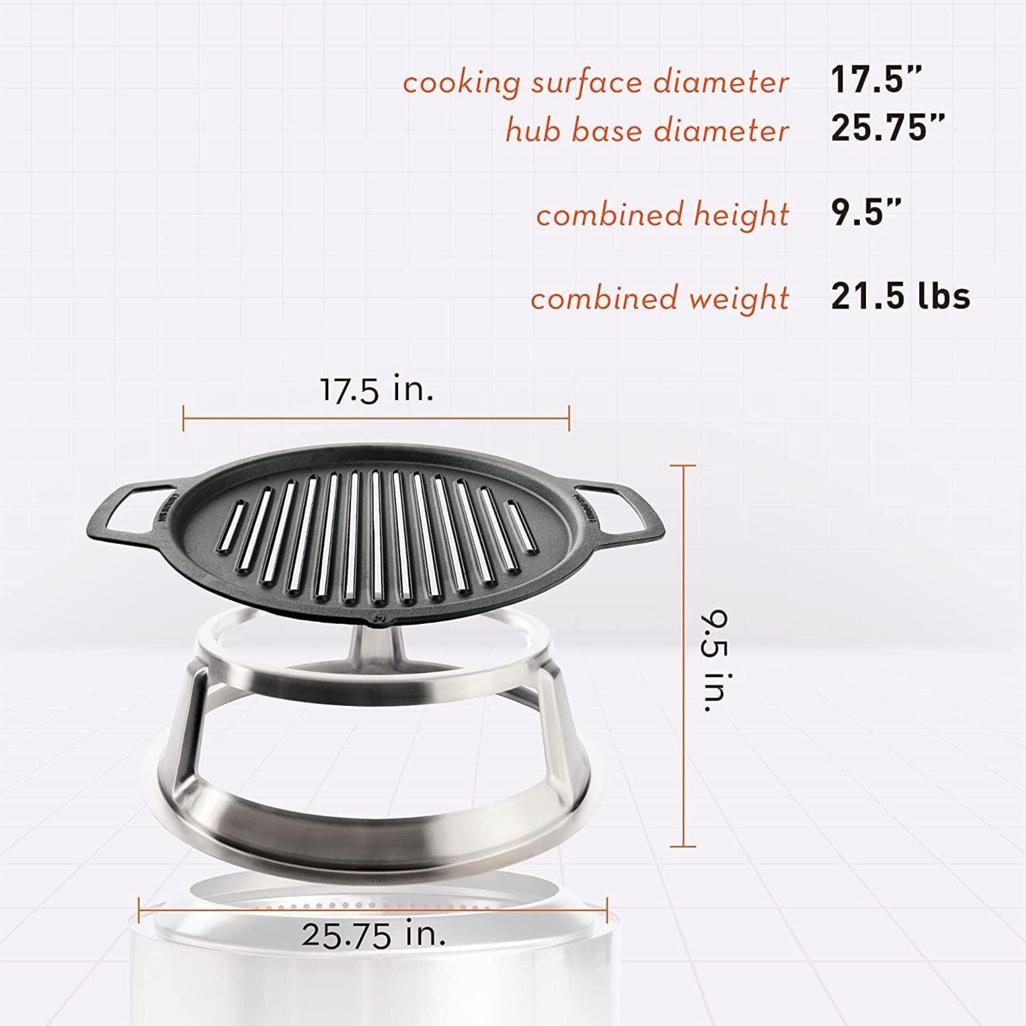 Solo Stove Yukon Grill Top & Hub, Cast Iron Cooktop with Stainless Steel Hub
