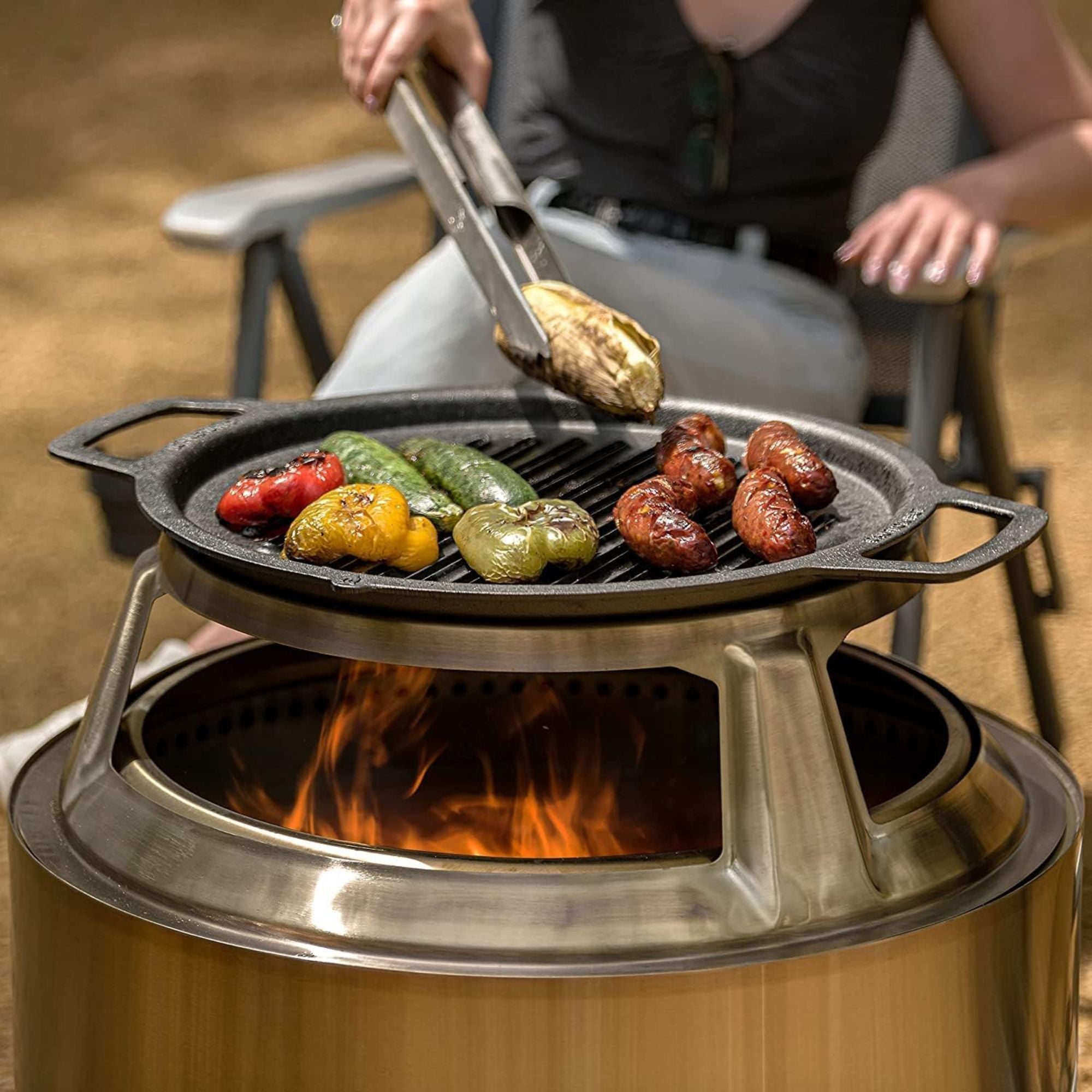 Solo Stove Yukon Grill Top & Hub, Cast Iron Cooktop with Stainless Steel Hub