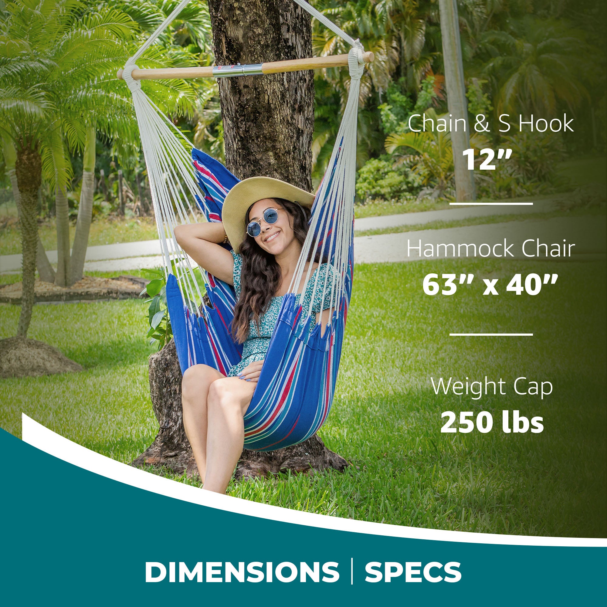 Bliss Hammocks Fabric Hammock Chair w/ Spreader Bar & Hanging Hardware for Patio - VMInnovations