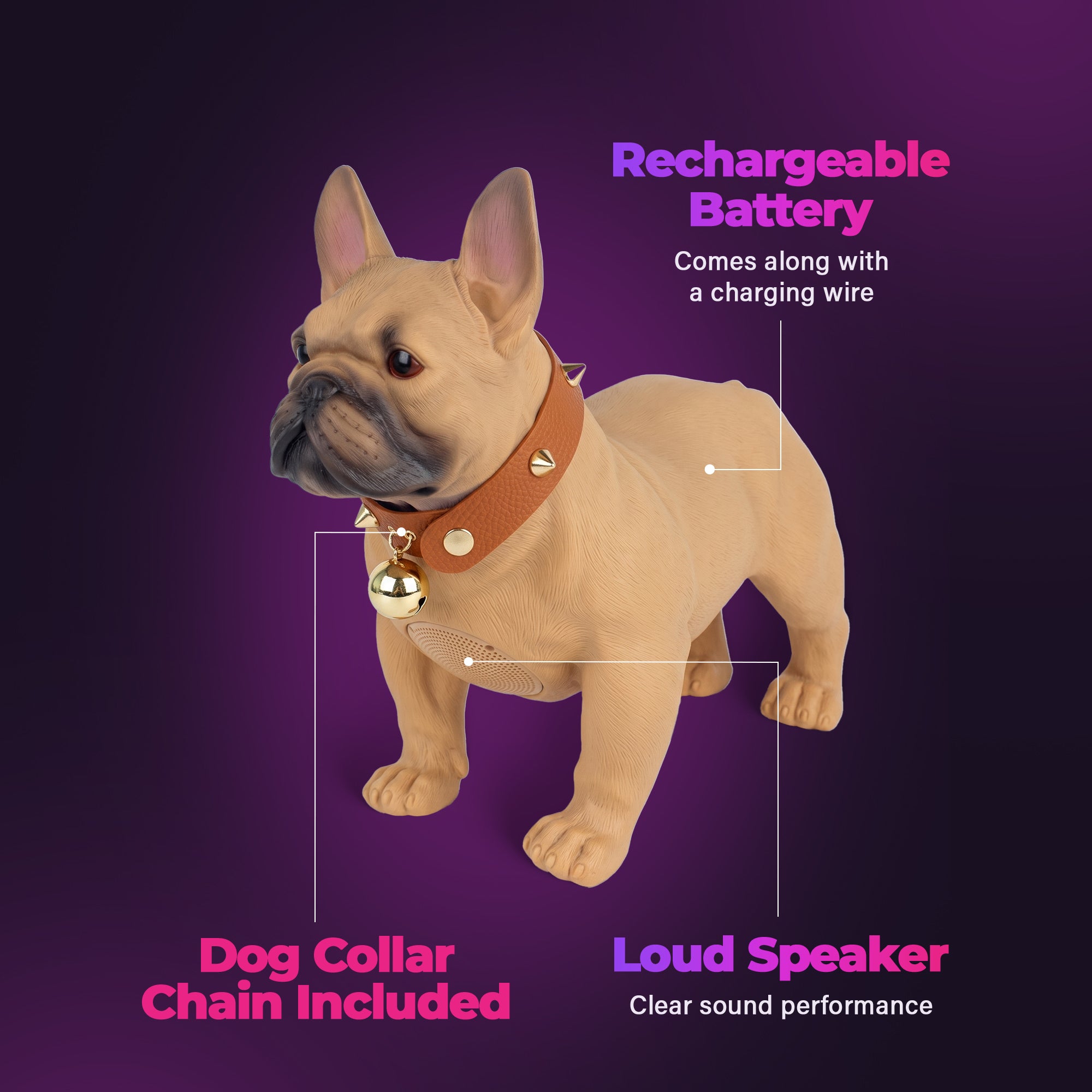 Max Power Bulldog Style Rechargeable Bluetooth Speaker with FM Radio, Brown - VMInnovations
