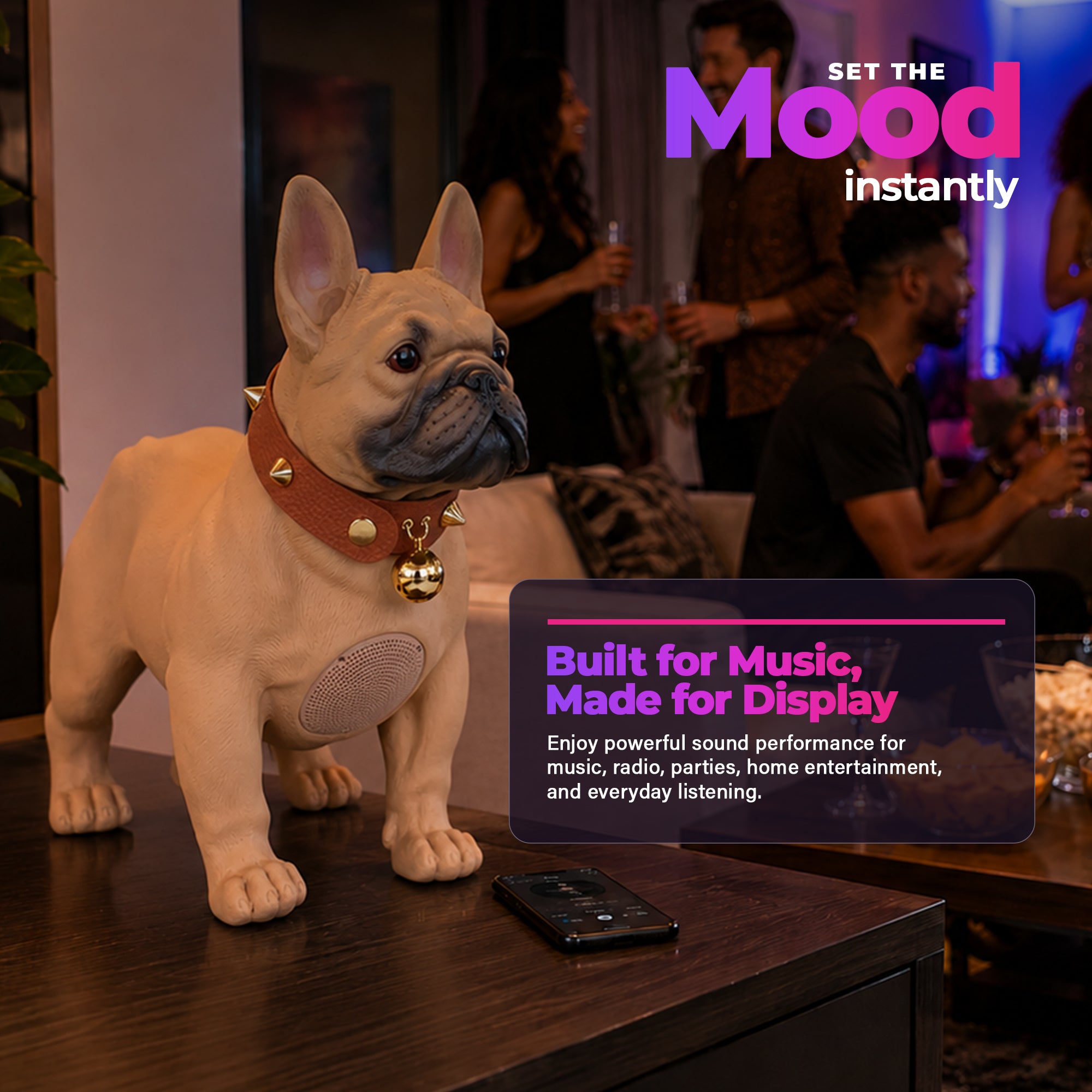 Max Power Bulldog Style Rechargeable Bluetooth Speaker with FM Radio, Brown