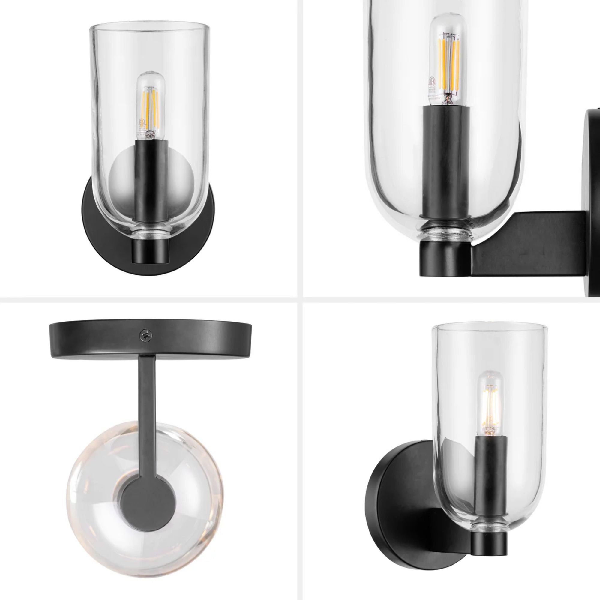 Prominence Home Hansley 1 Light Wall Sconce for Hallways or Bedrooms, Black - VMInnovations