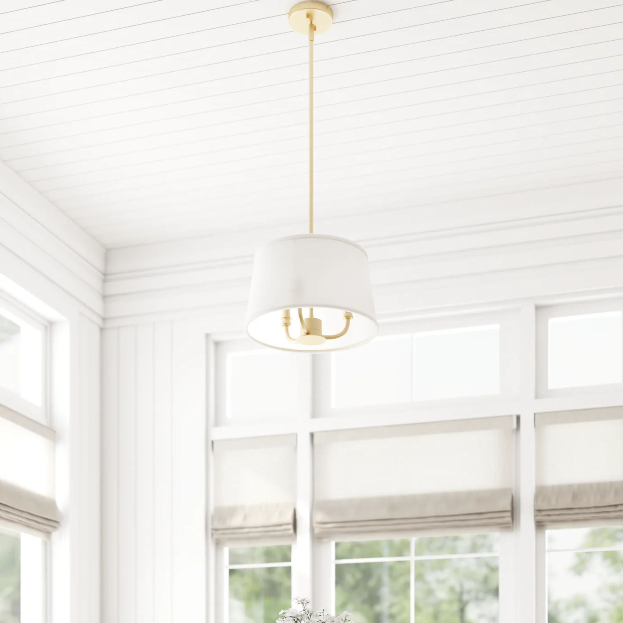 Prominence Home Billet 3 Light Semi Flush Convertible Pendant, Brushed Gold - VMInnovations