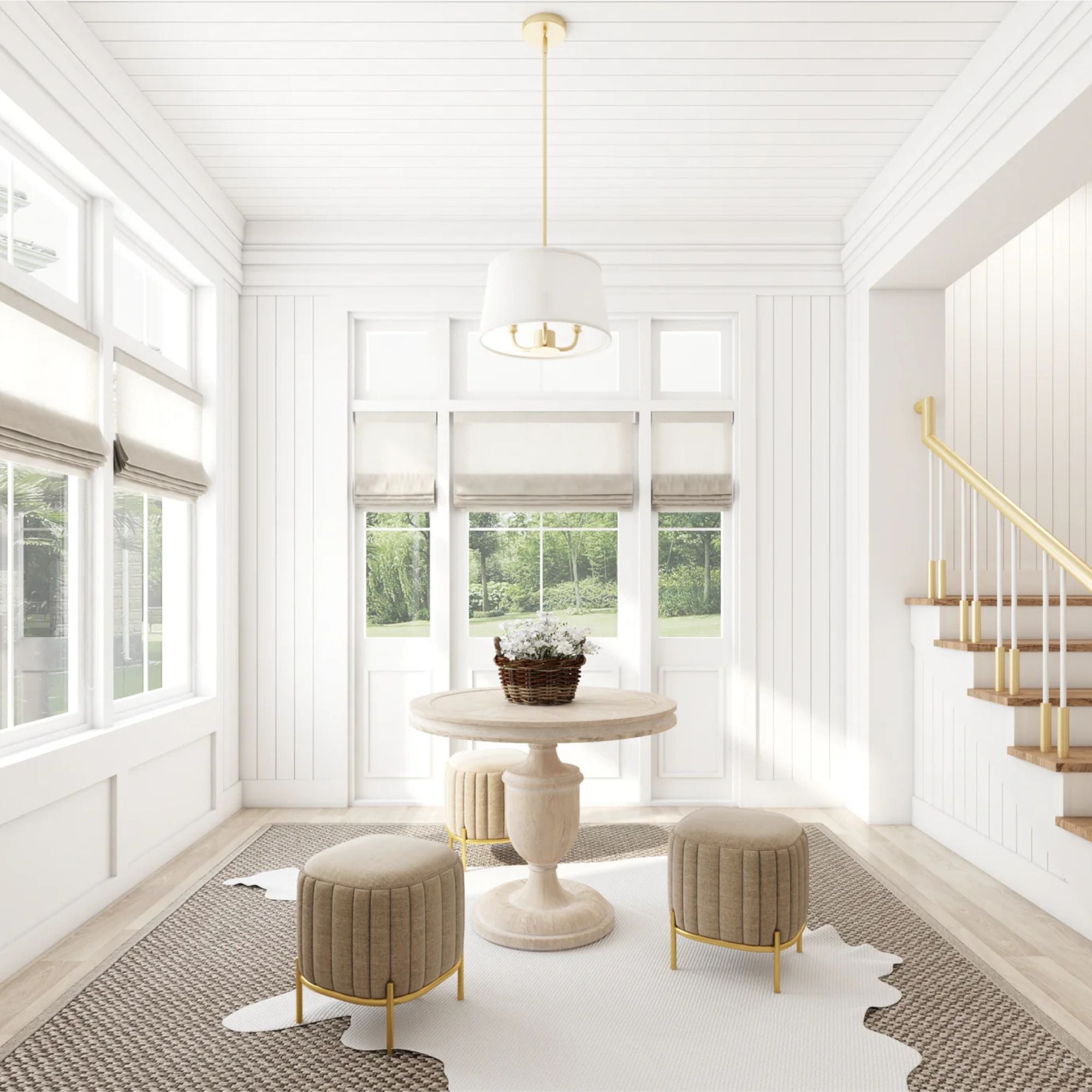 Prominence Home Billet 3 Light Semi Flush Convertible Pendant, Brushed Gold - VMInnovations