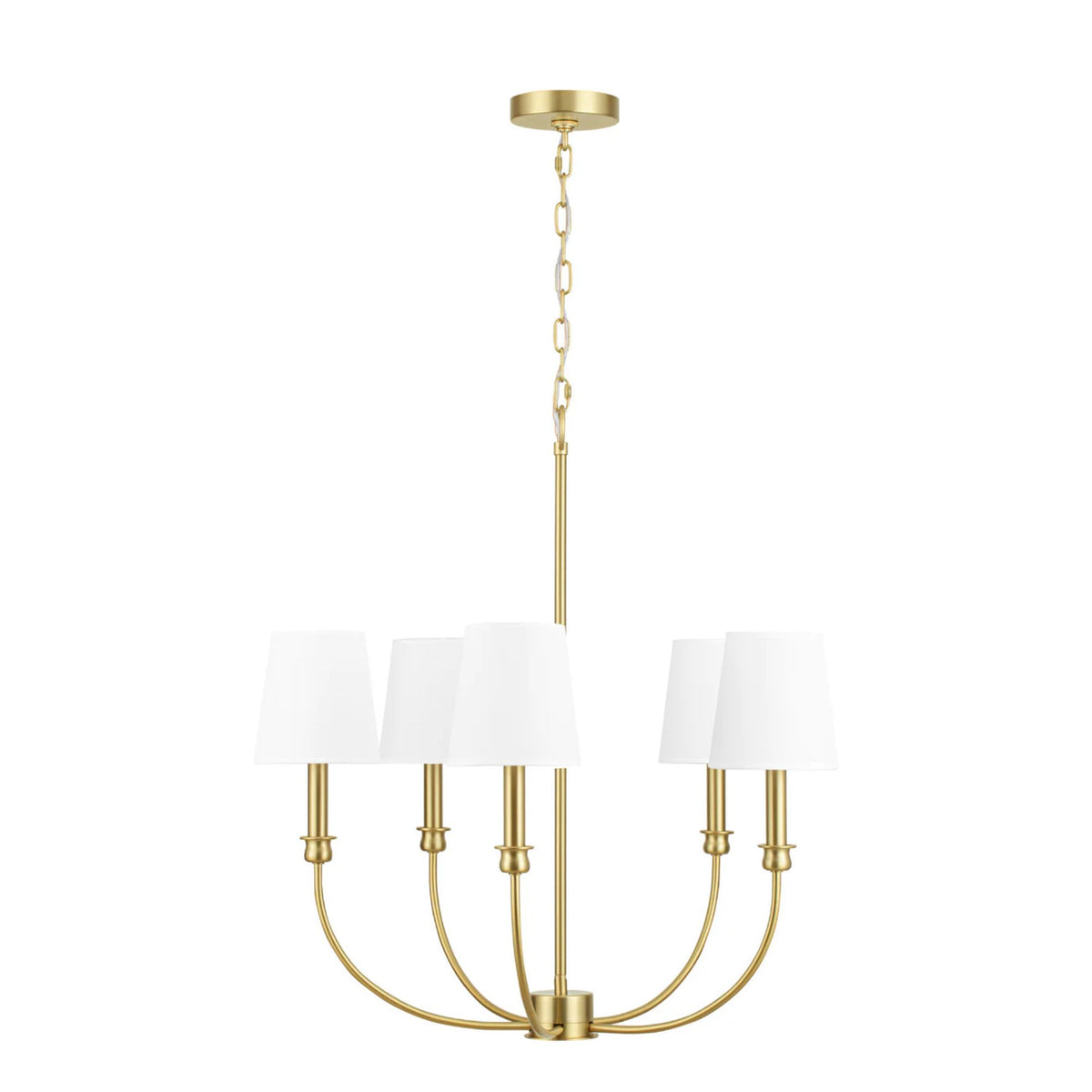 Prominence Home Bilet 5 Lt Linear Chandelier with Fabric Shades, Gold (Open Box)