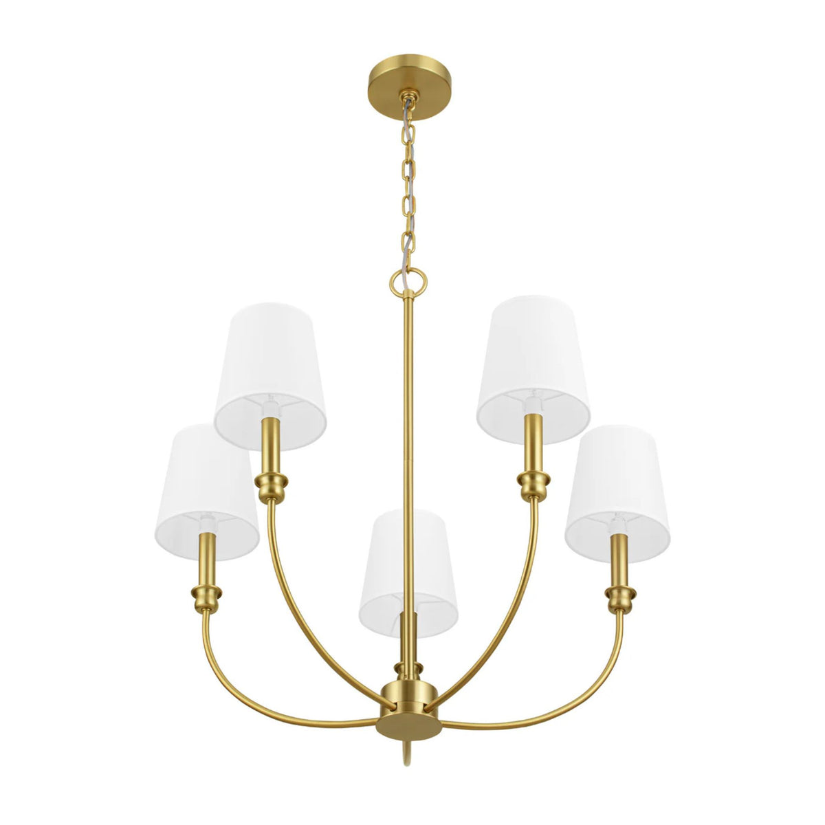 Prominence Home Bilet 5 Lt Linear Chandelier with Fabric Shades, Gold (Open Box)
