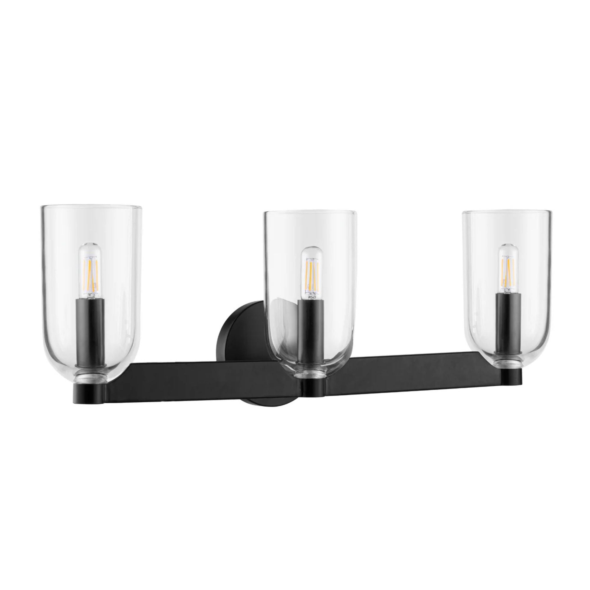 Prominence Home Hansley 3 Light Vanity Light, Damp Rated with Clear Glass, Black - VMInnovations