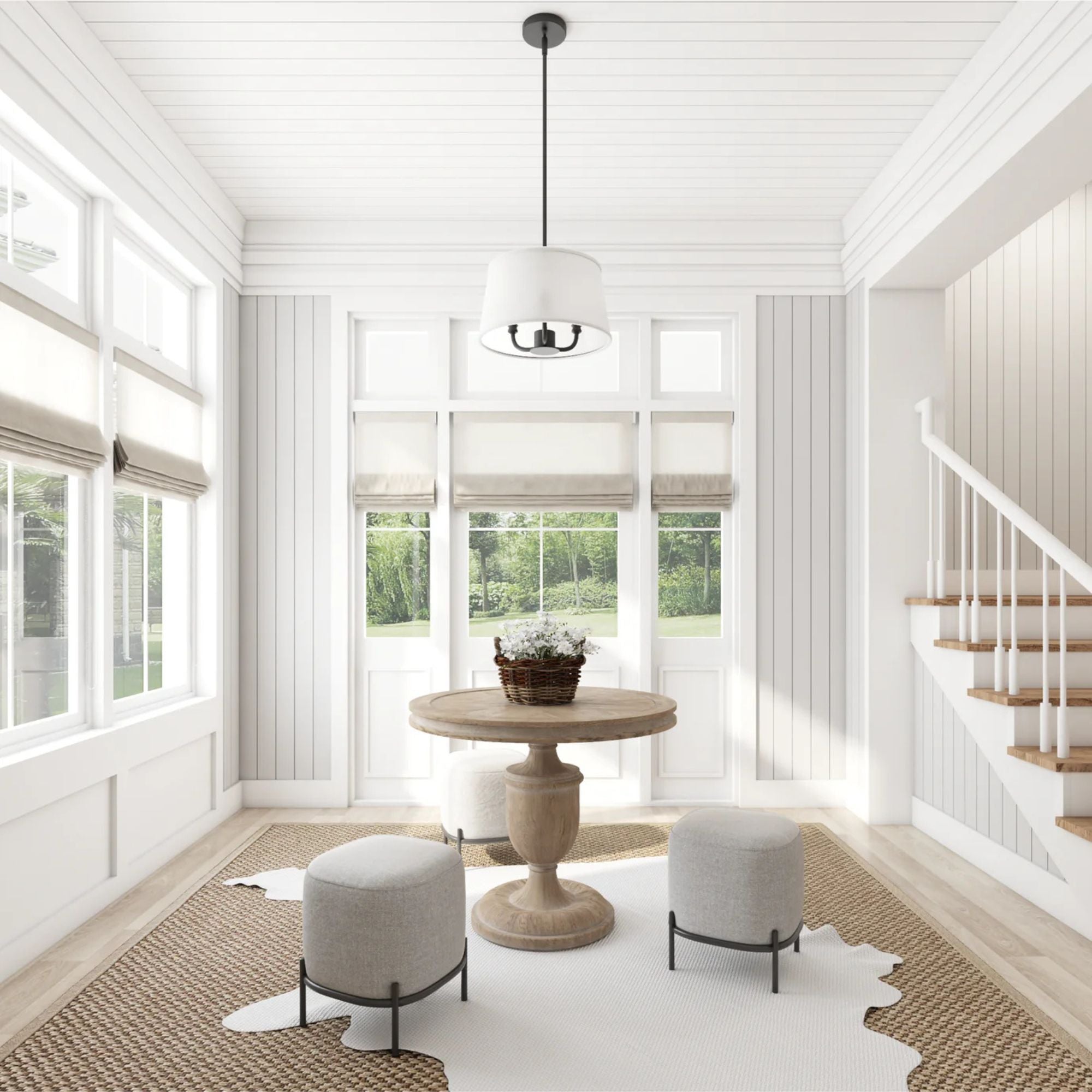 Prominence Home Billet 3 Light Semi Flush Convertible Pendant Light, Matte Black - VMInnovations