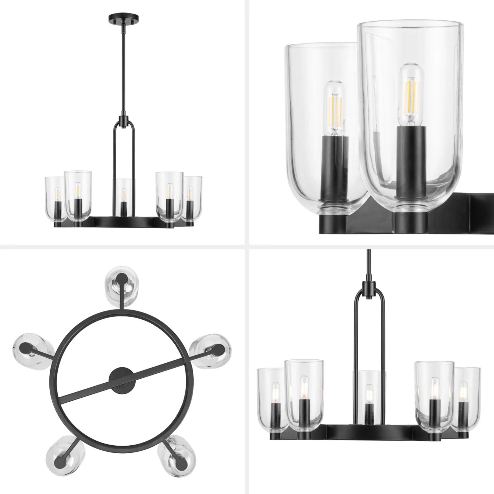 Prominence Home Hansley 5 Light Chandelier with Candelabra Base, Matte Black - VMInnovations