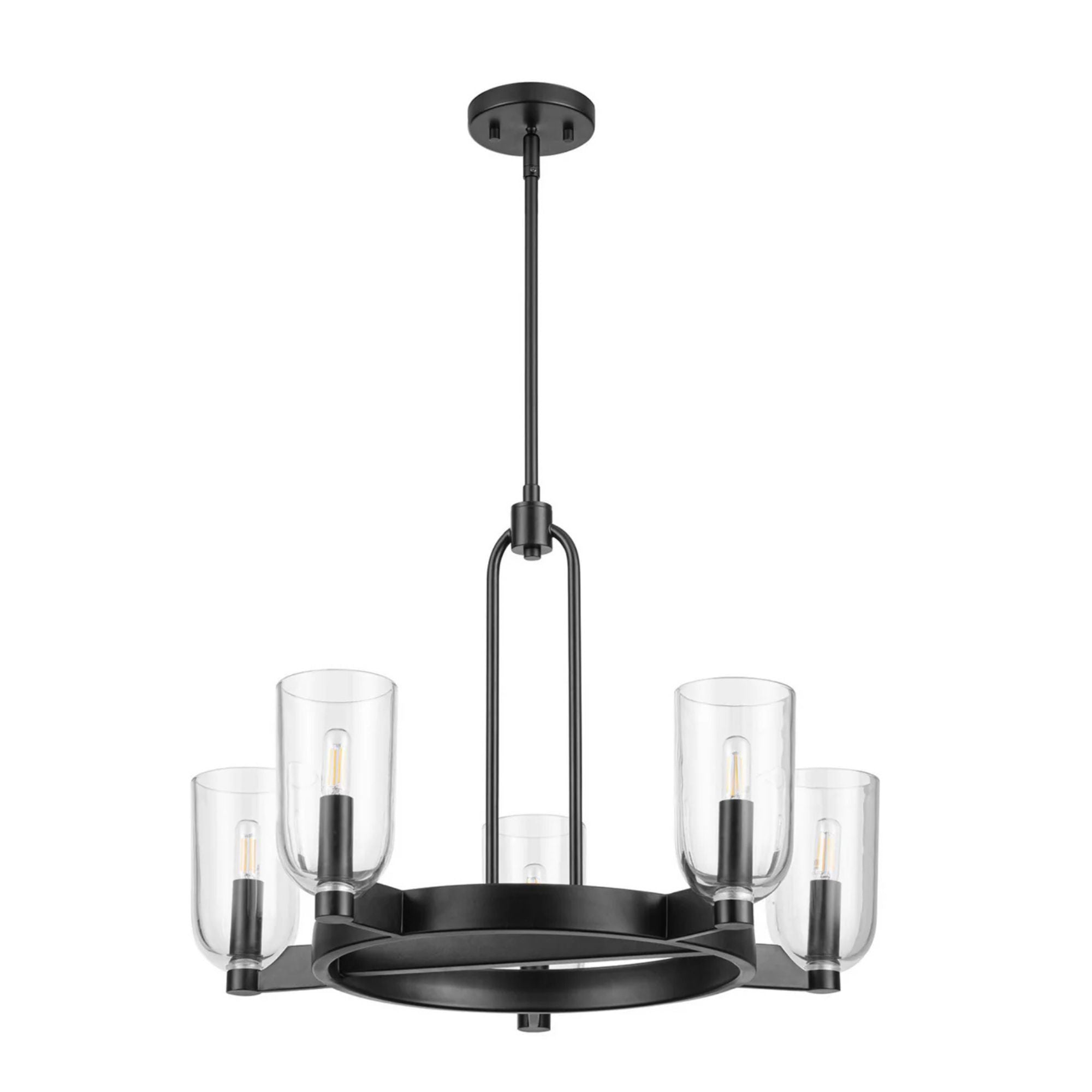 Prominence Home Hansley 5 Light Chandelier with Candelabra Base, Matte Black - VMInnovations