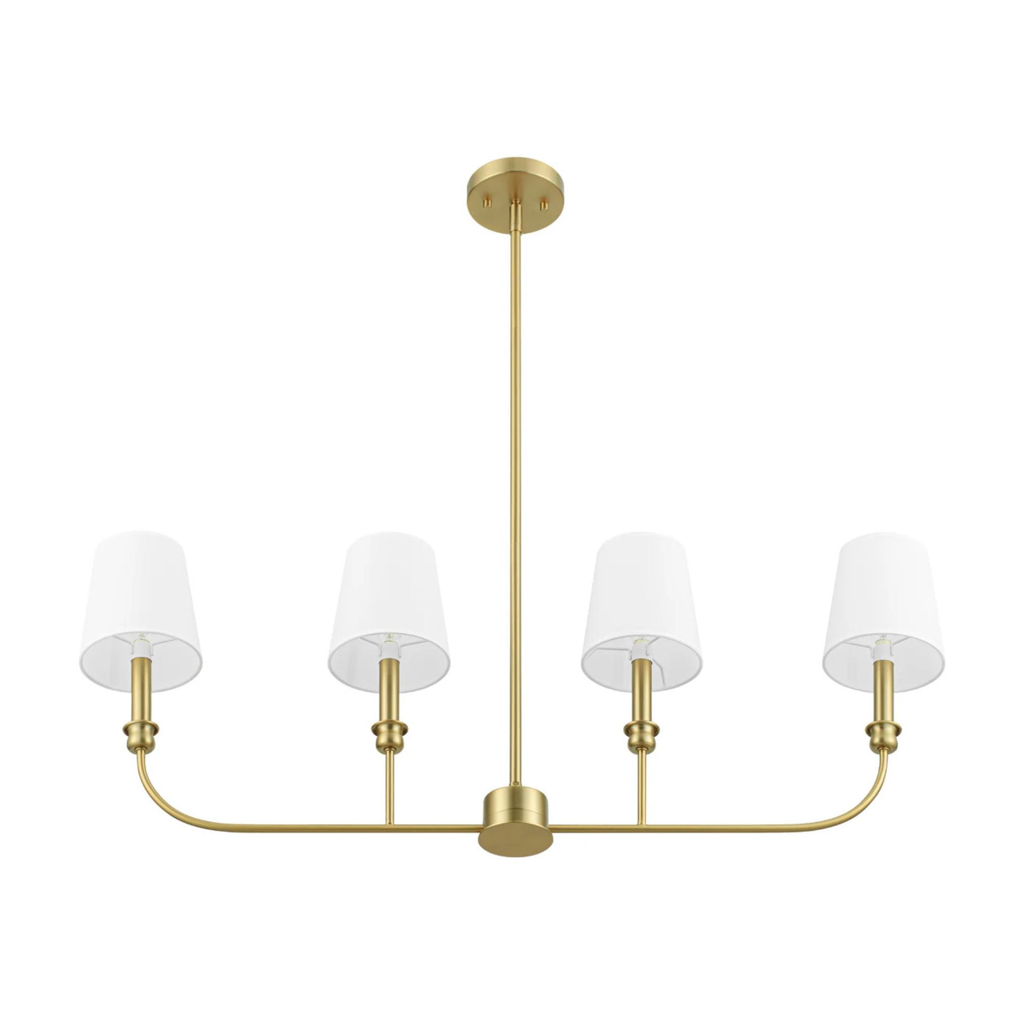 Prominence Home Bilet 4 Light Linear Chandelier with Fabric Shades, Brushed Gold