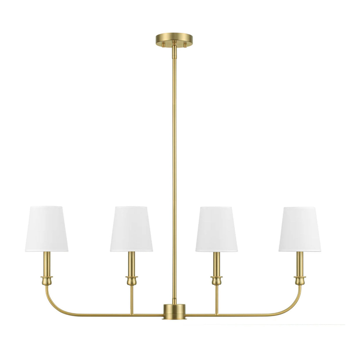 Prominence Home Bilet 4 Light Linear Chandelier with Fabric Shades, Brushed Gold