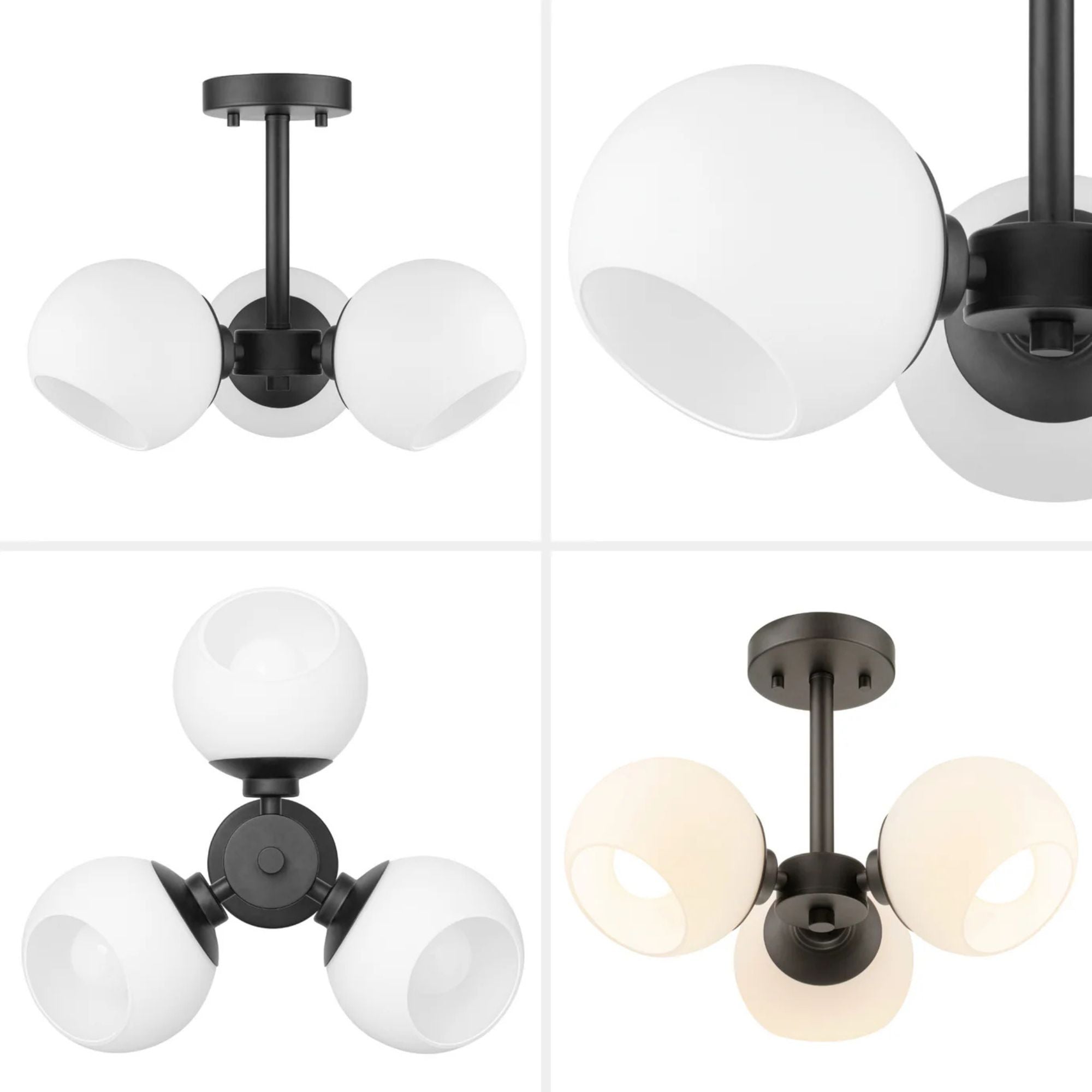 Prominence Home Stoll Semi-Flush 3-Light Chandelier with Opal Glass (Open Box)