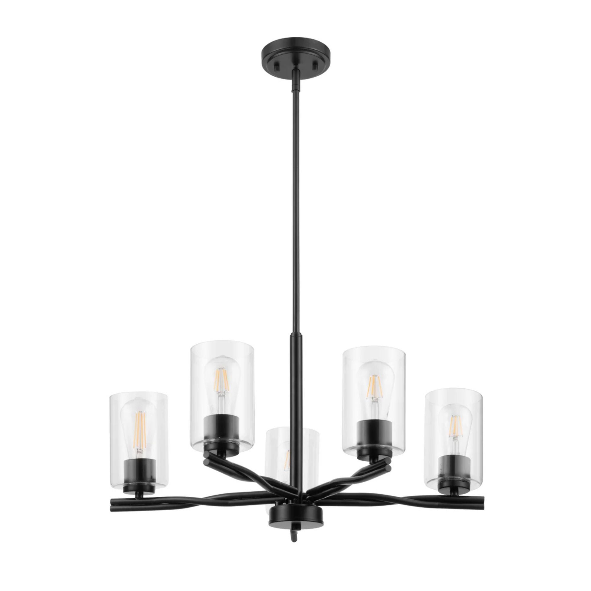 Prominence Home Lantier 5-Light Chandelier with Clear Glass, Matte Black - VMInnovations