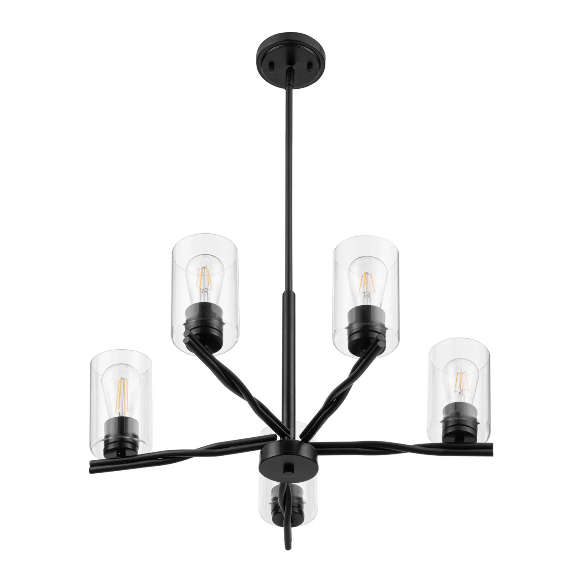 Prominence Home Lantier 5-Light Chandelier with Clear Glass, Matte Black - VMInnovations