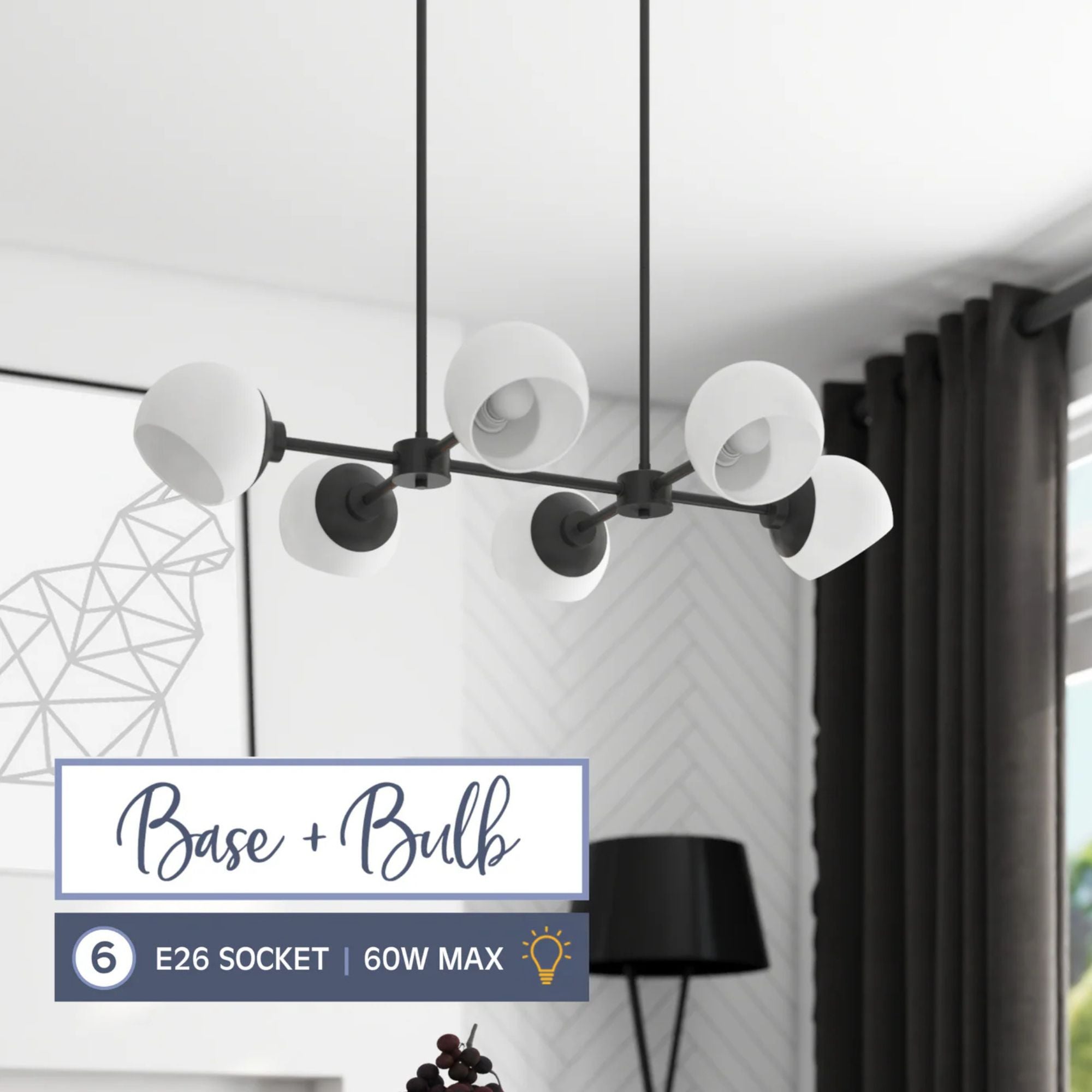Prominence Home Stoll 6-Light Chandelier with Opal Glass Globes, Matte Black