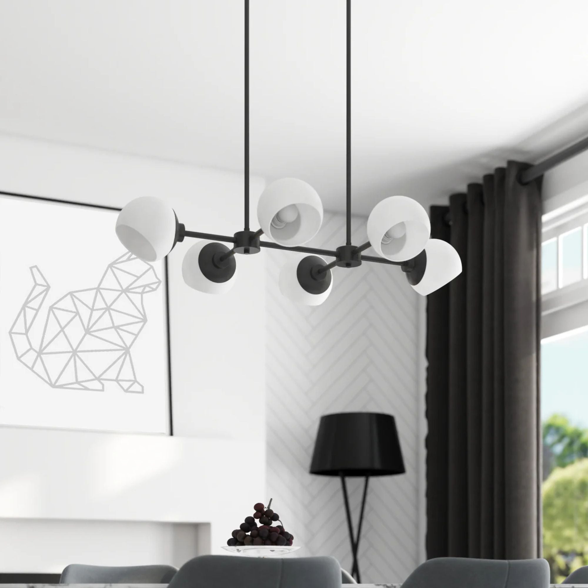 Prominence Home Stoll 6-Light Chandelier with Opal Glass Globes, Matte Black