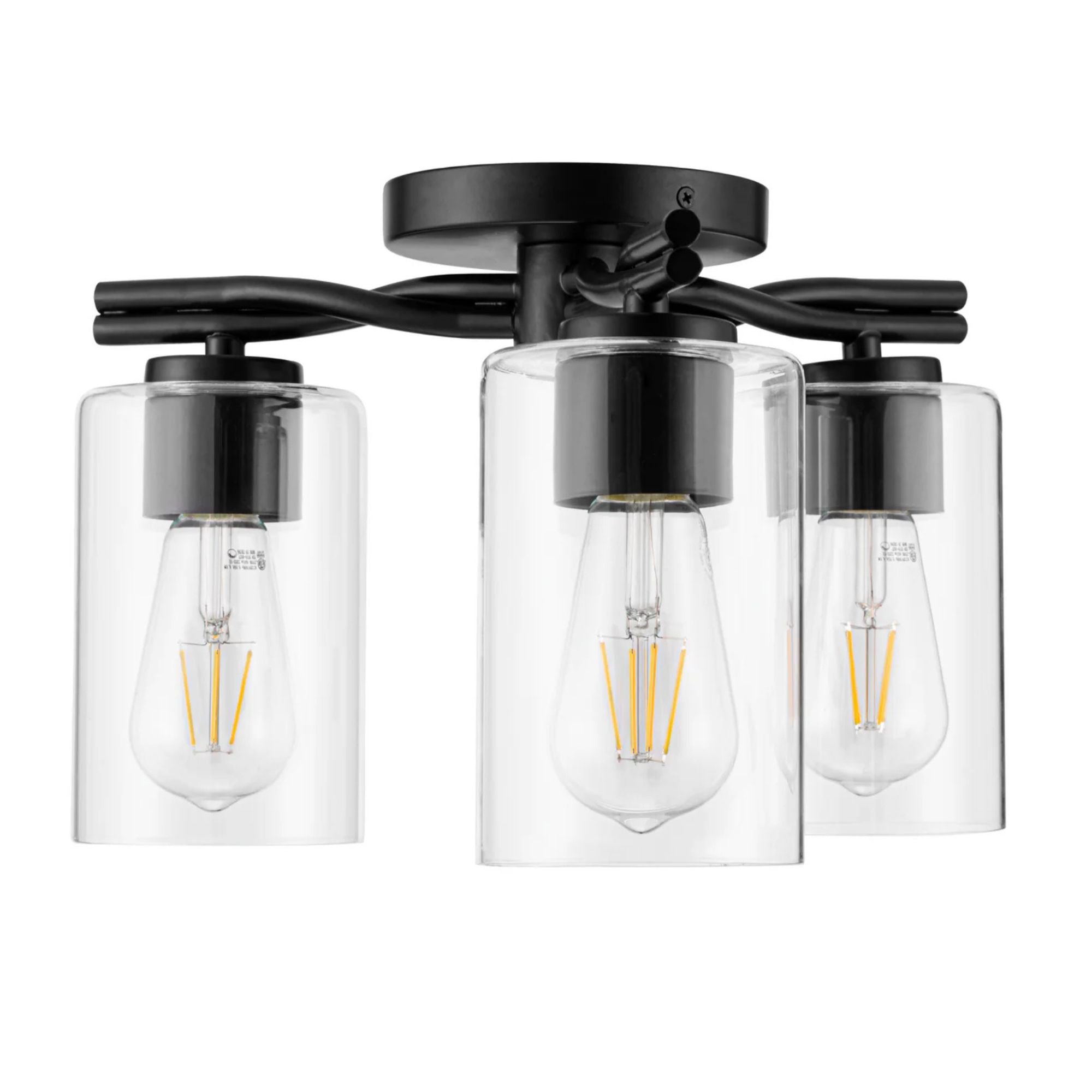 Prominence Home Lantier 3-Light Semi-Flush Ceiling Light for Home, Matte Black - VMInnovations