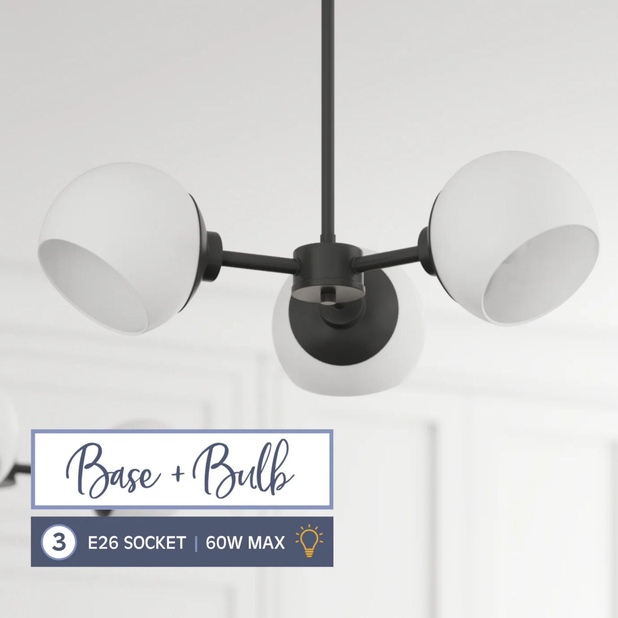 Prominence Home Stoll 3-Light Chandelier with Opal Glass Globes, Matte Black