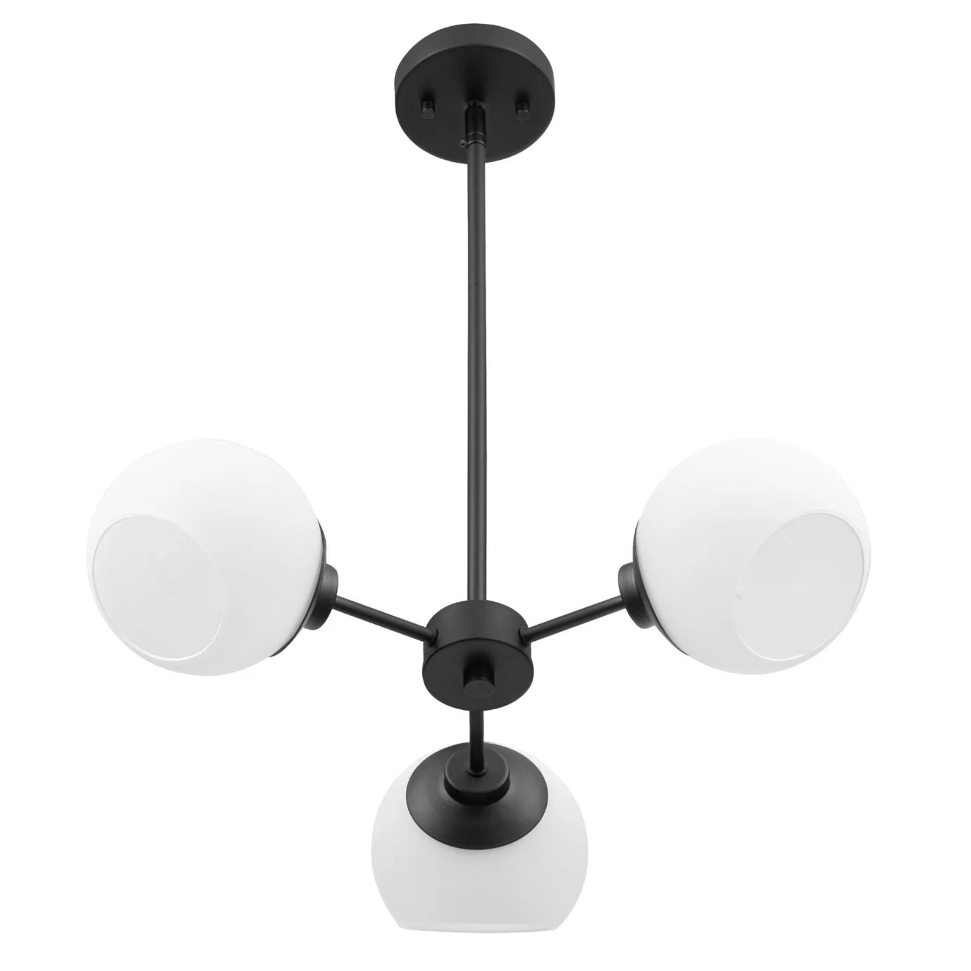 Prominence Home Stoll 3-Light Chandelier with Opal Glass Globes, Matte Black