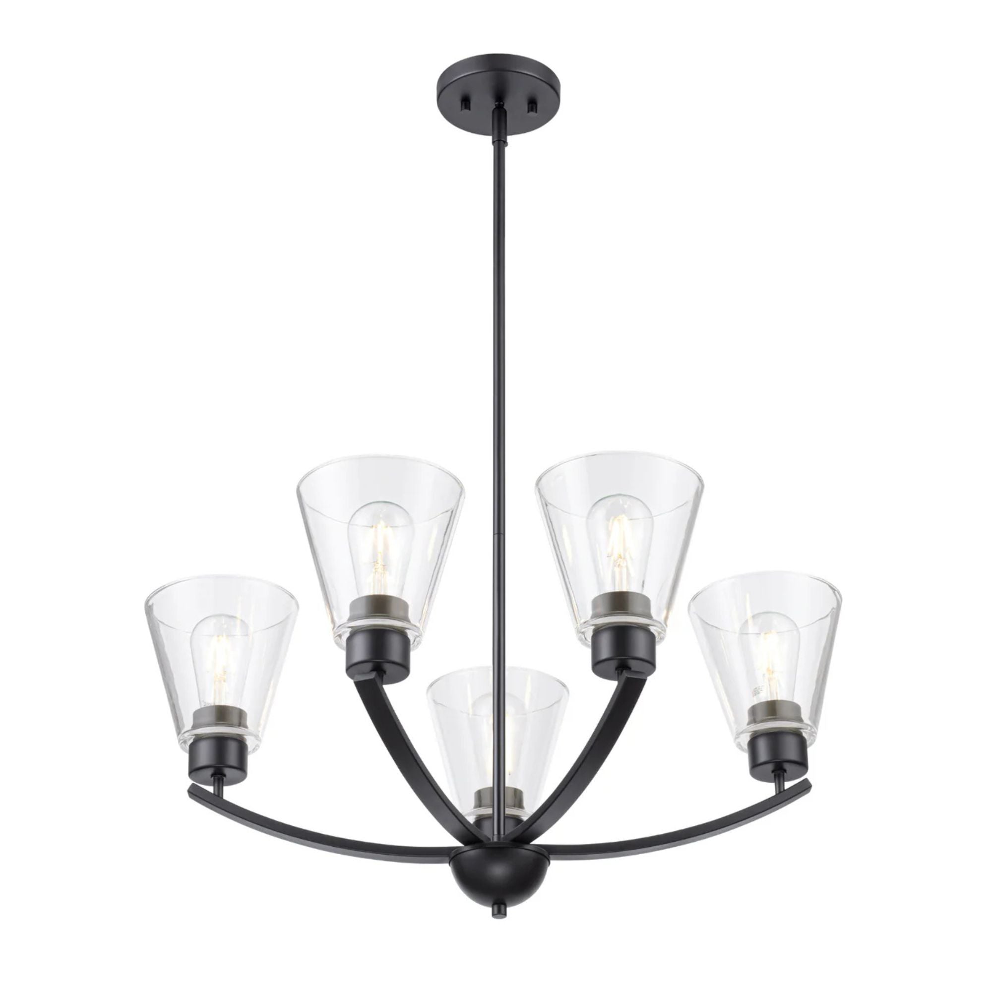 Prominence Home Fairendale 5-Light Chandelier with Clear Glass, Matte Black - VMInnovations