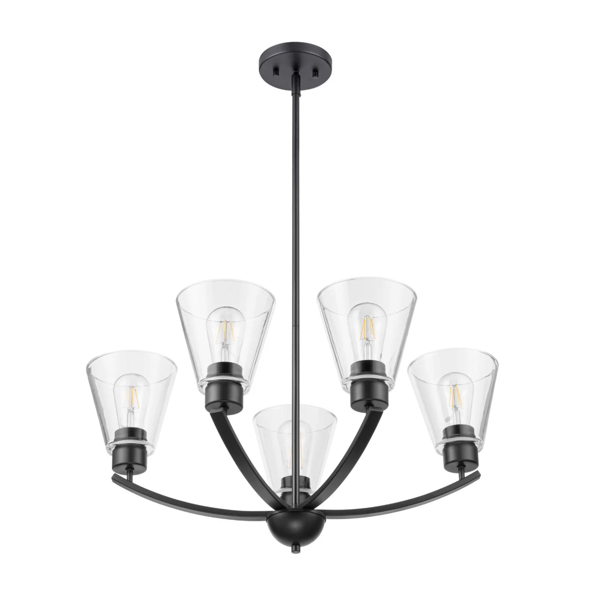 Prominence Home Fairendale 5-Light Chandelier with Clear Glass, Matte Black - VMInnovations