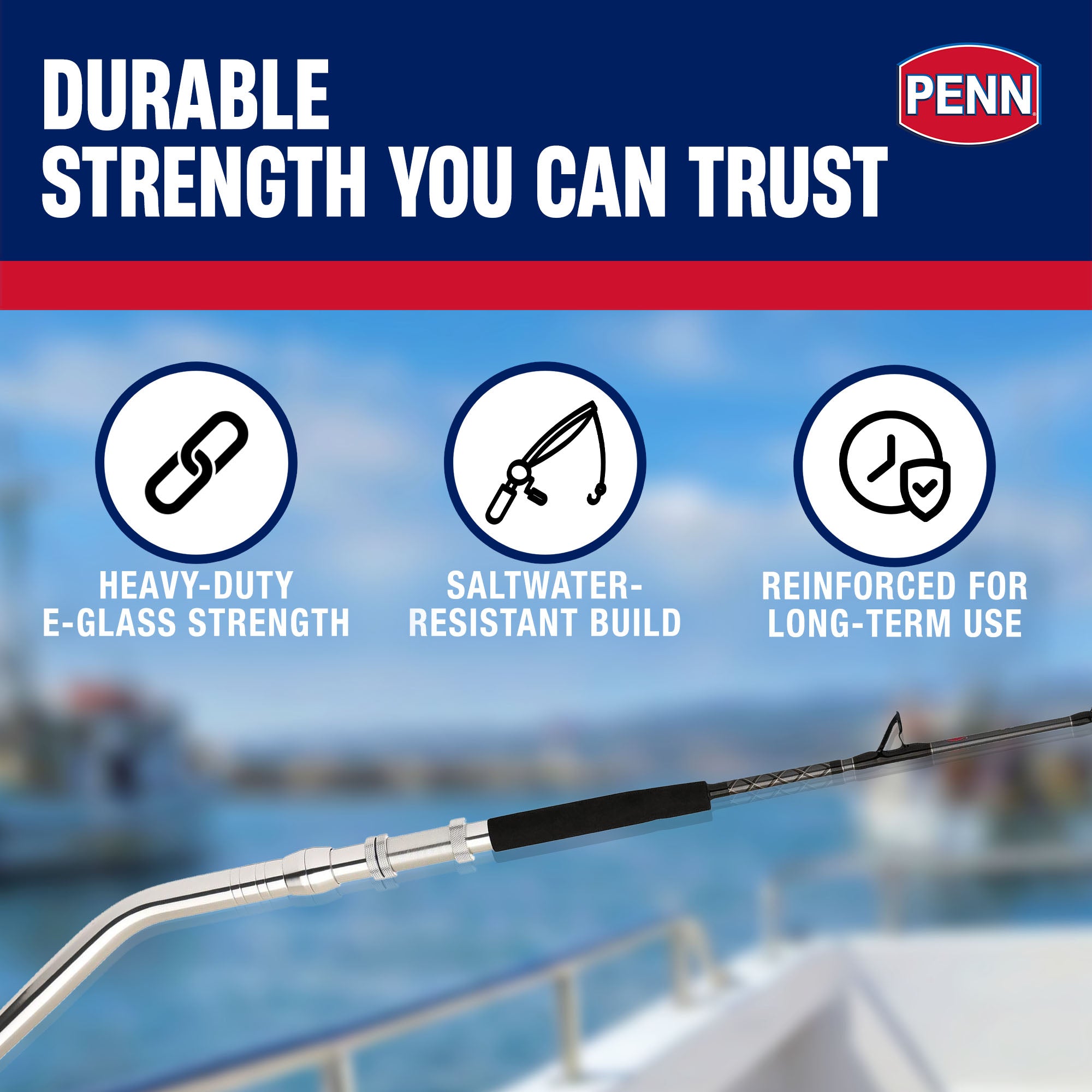 Penn Ally II Straight Butt Conventional Boat Rod, 6 Feet, Loads Up To 250 Pounds - VMInnovations