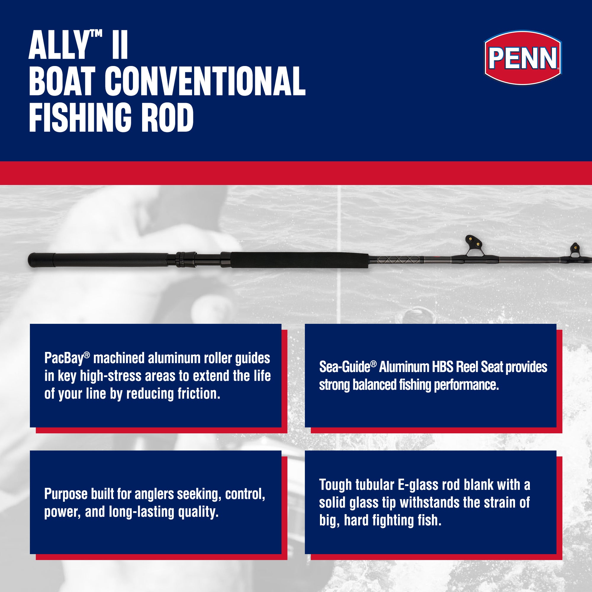 Penn Ally II Straight Butt Boat Rod, 6 Feet, Loads Up To 80 Pounds (Open Box) - VMInnovations