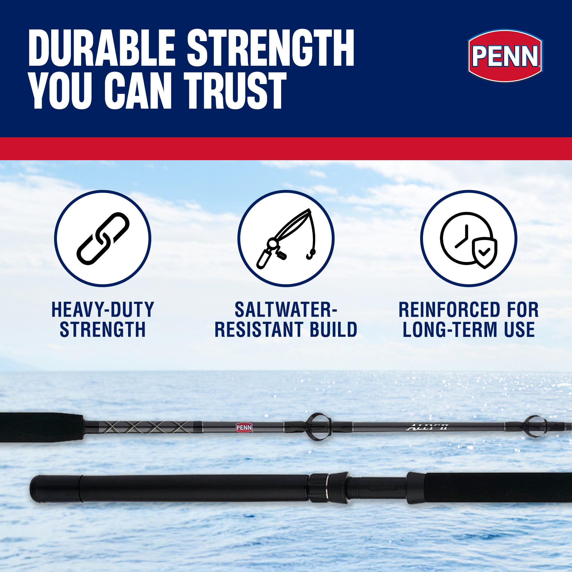 Penn Ally II Turbo Slick Butt Conventional Boat Rod, 6', Loads To 80 lb.(Used)