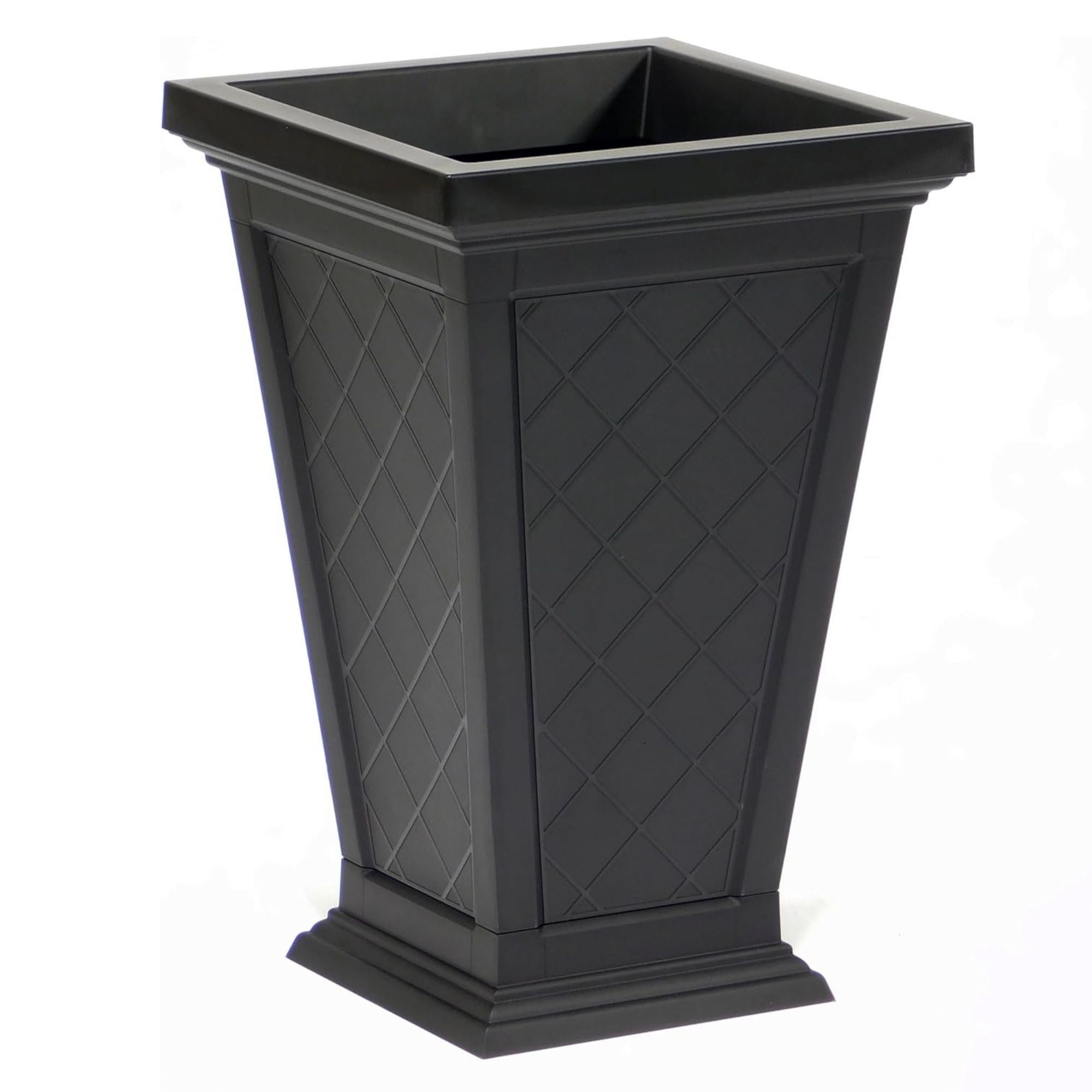 FCMP Outdoor Modemmo Self-Watering Planter, Argyle Pattern, Black, Set of 2 - VMInnovations