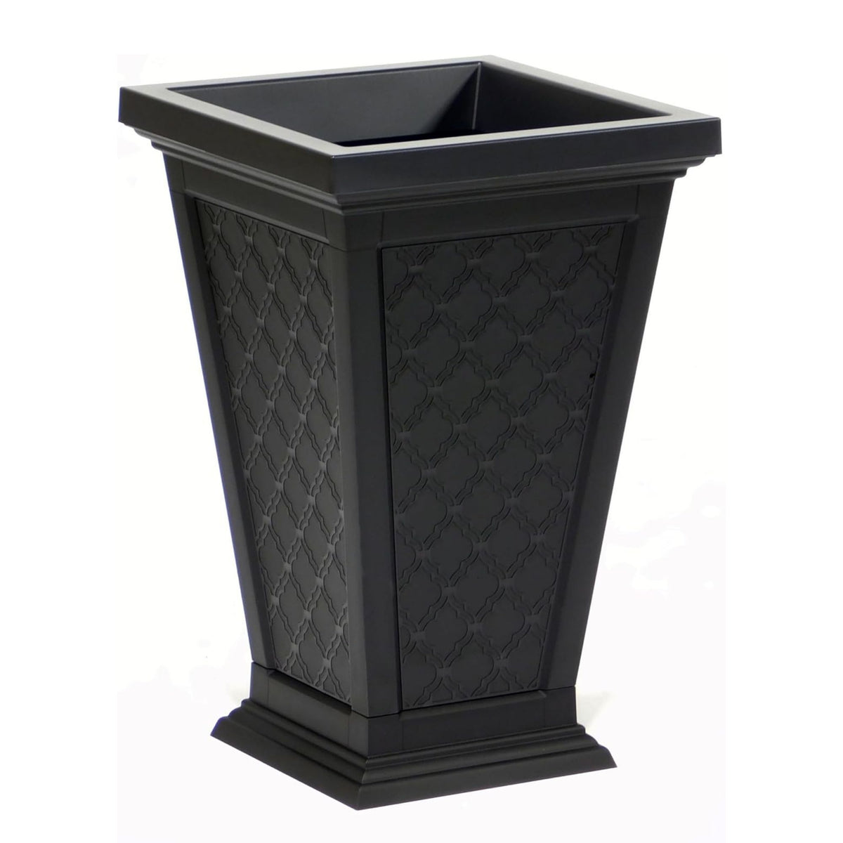 FCMP Outdoor Modemmo Self-Watering Planter, Casablanca Pattern, Black, Set of 2