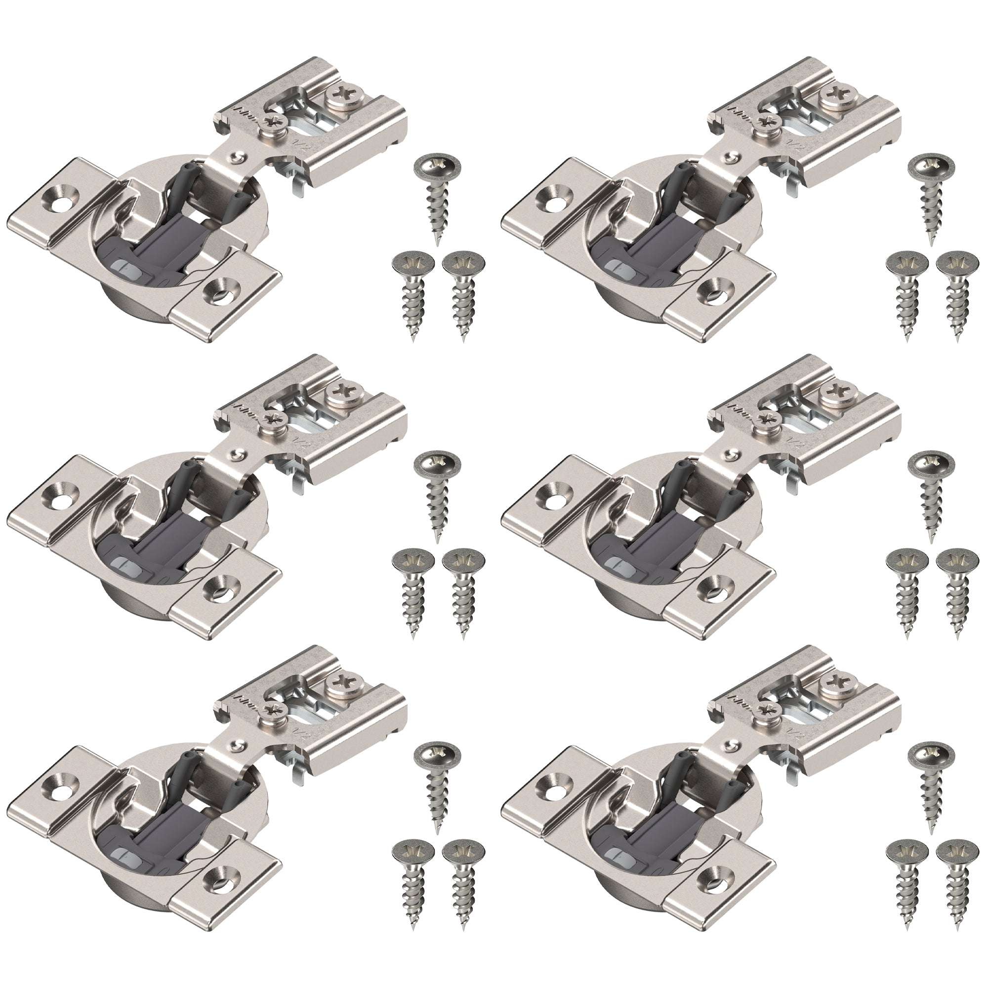 Blum COMPACT BLUMOTION Hinge (3 Kits), 1/2" Overlay, 105° Opening Angle, Steel, Integrated Soft-Close Hinges for Face Frame Cabinets