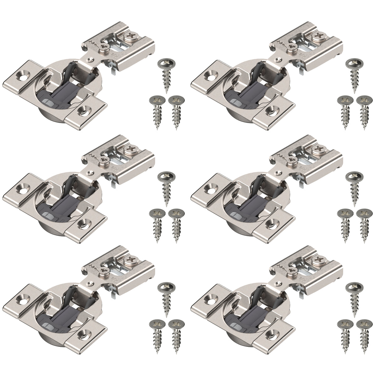 Blum COMPACT BLUMOTION Hinge (3 Kits), 1/2" Overlay, 105° Opening Angle, Steel, Integrated Soft-Close Hinges for Face Frame Cabinets